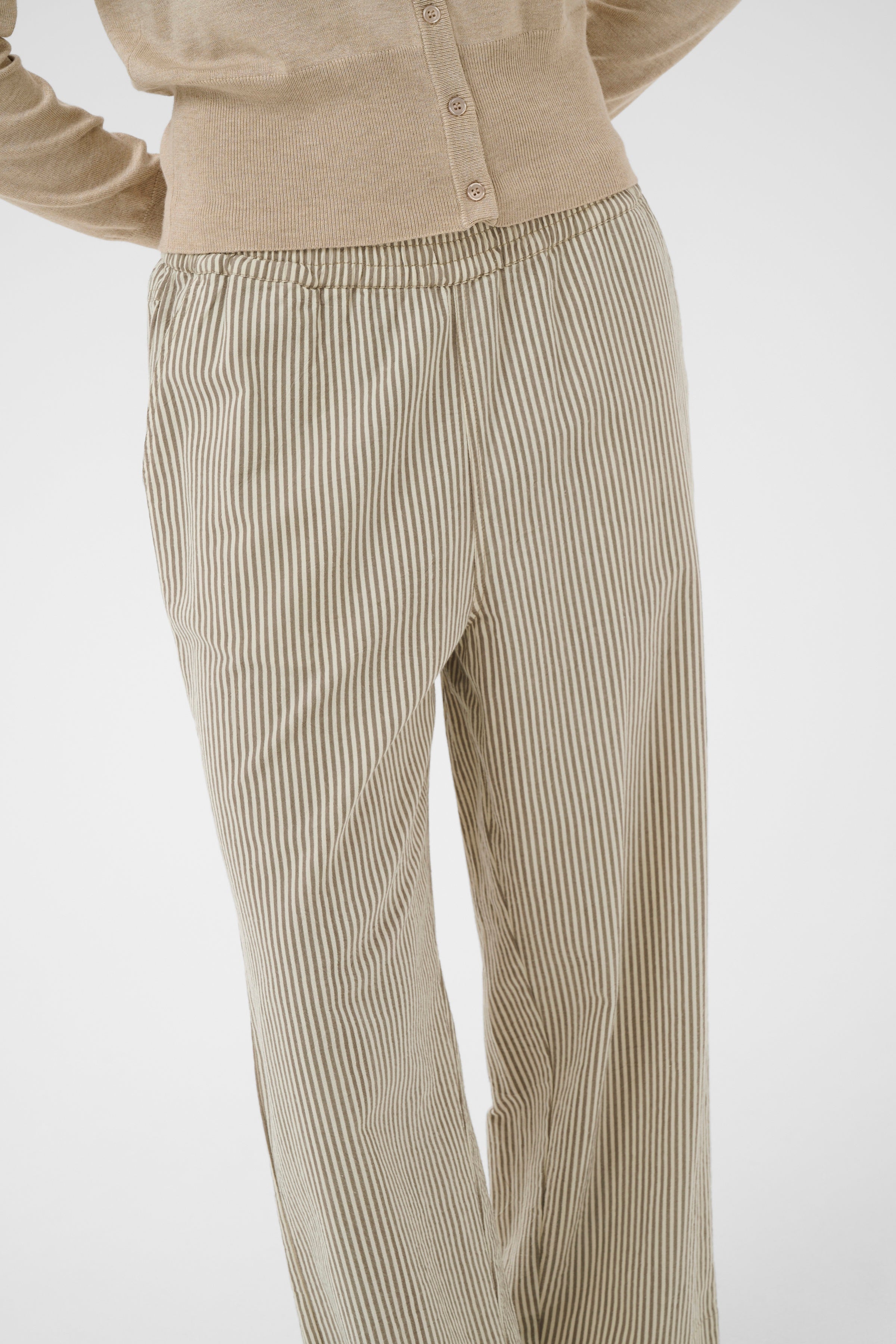 KAFFE Naya Culotte Bukser Stribet Brindle Turtledove Hvid Brun