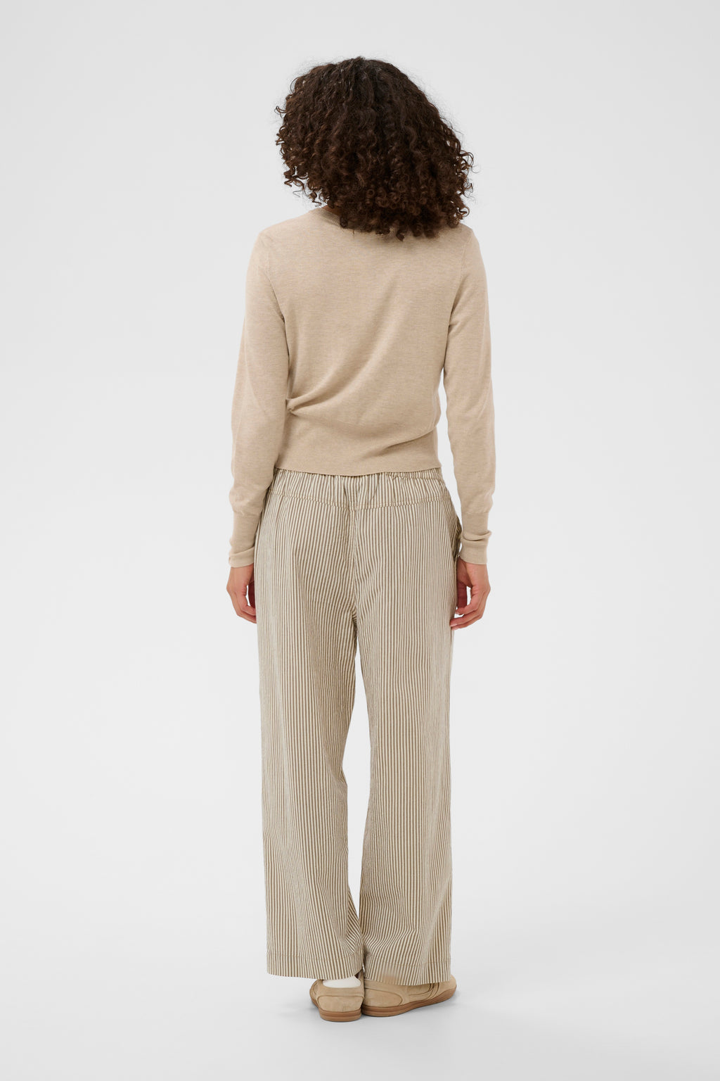 KAFFE Naya Culotte Bukser Stribet Brindle Turtledove Hvid Brun