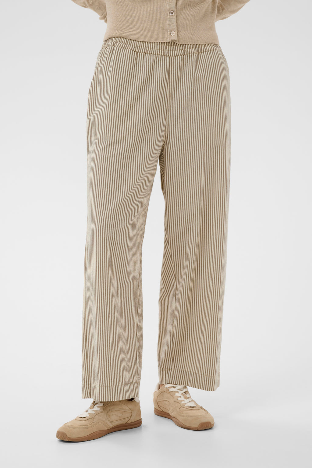 KAFFE Naya Culotte Bukser Stribet Brindle Turtledove Hvid Brun