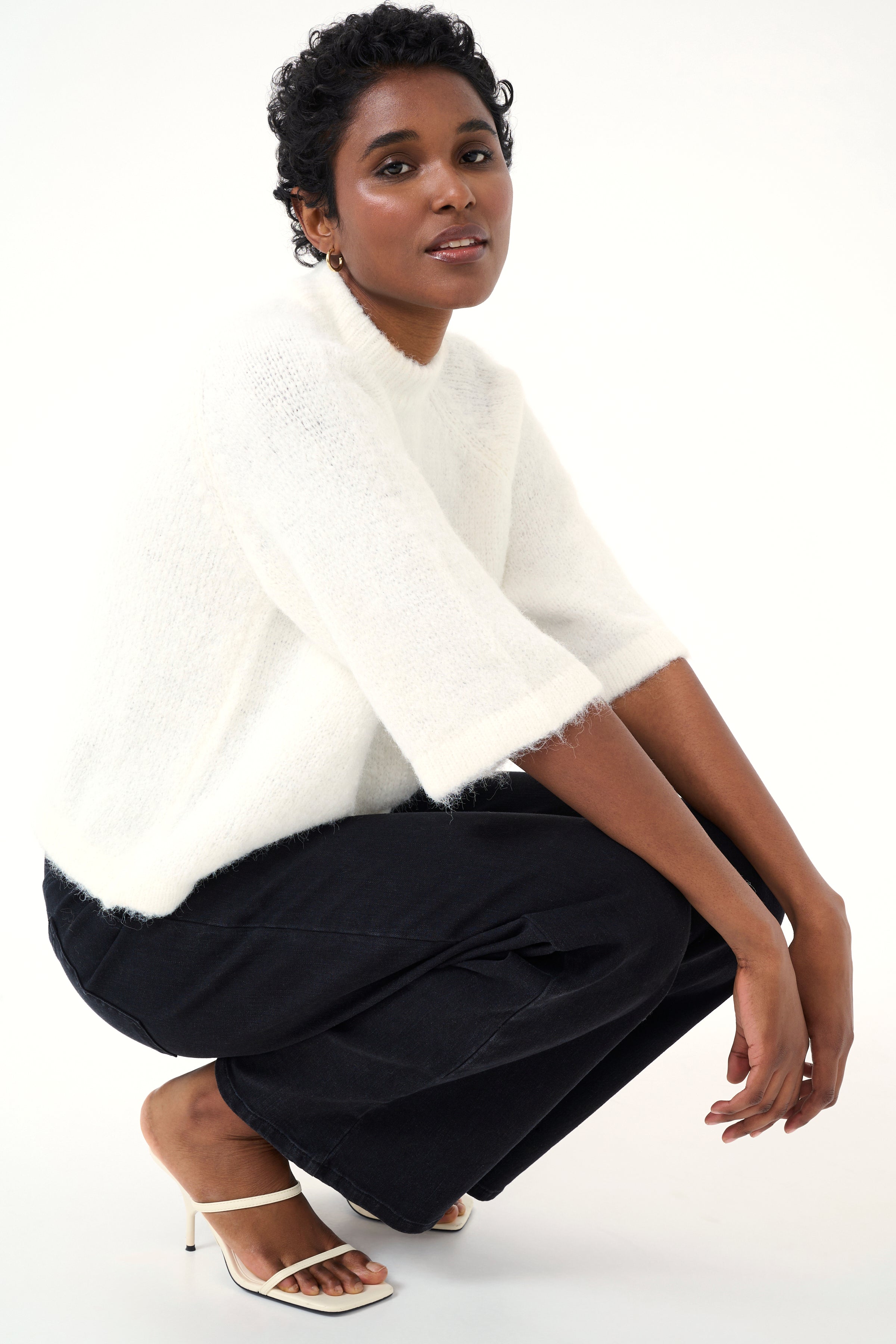 KAFFE Emilie Strik Pullover Chalk Hvid