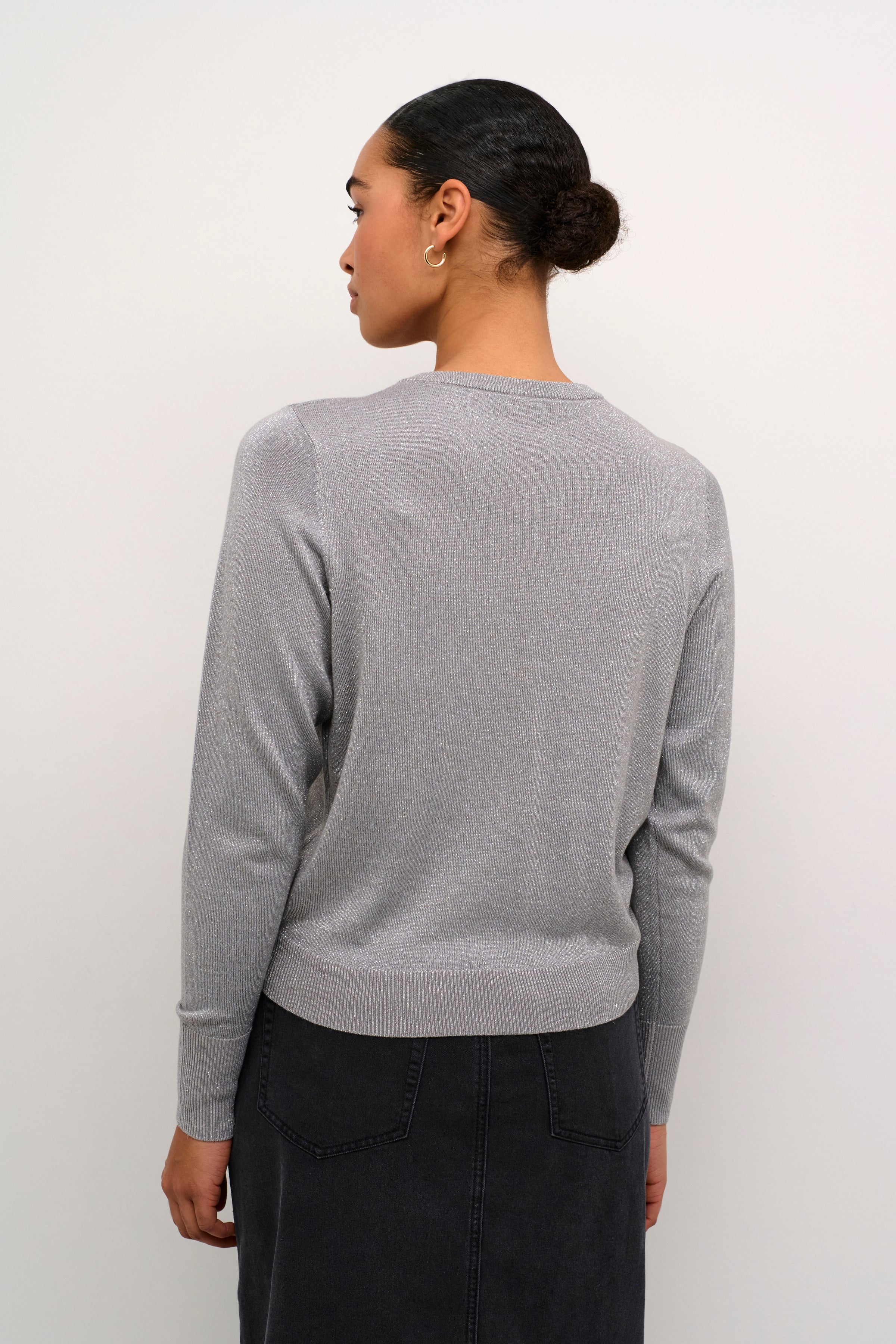 KAFFE Regina Cardigan Grå Silver Metallic