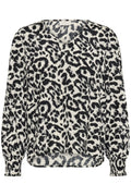 KAFFE Alice Bluse Hvid Sort Leopard