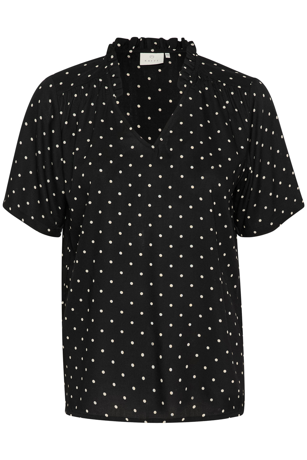KAFFE Tina Bluse Prikker Sort Hvid
