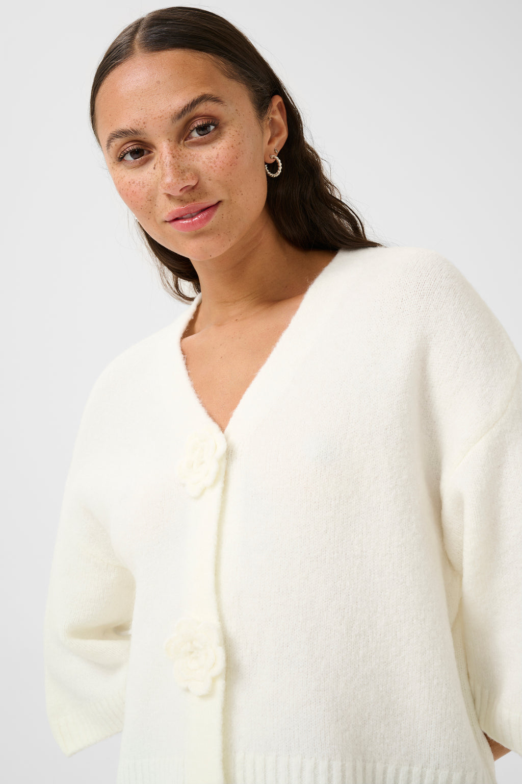 KAFFE Rosie Cardigan Chalk Hvid