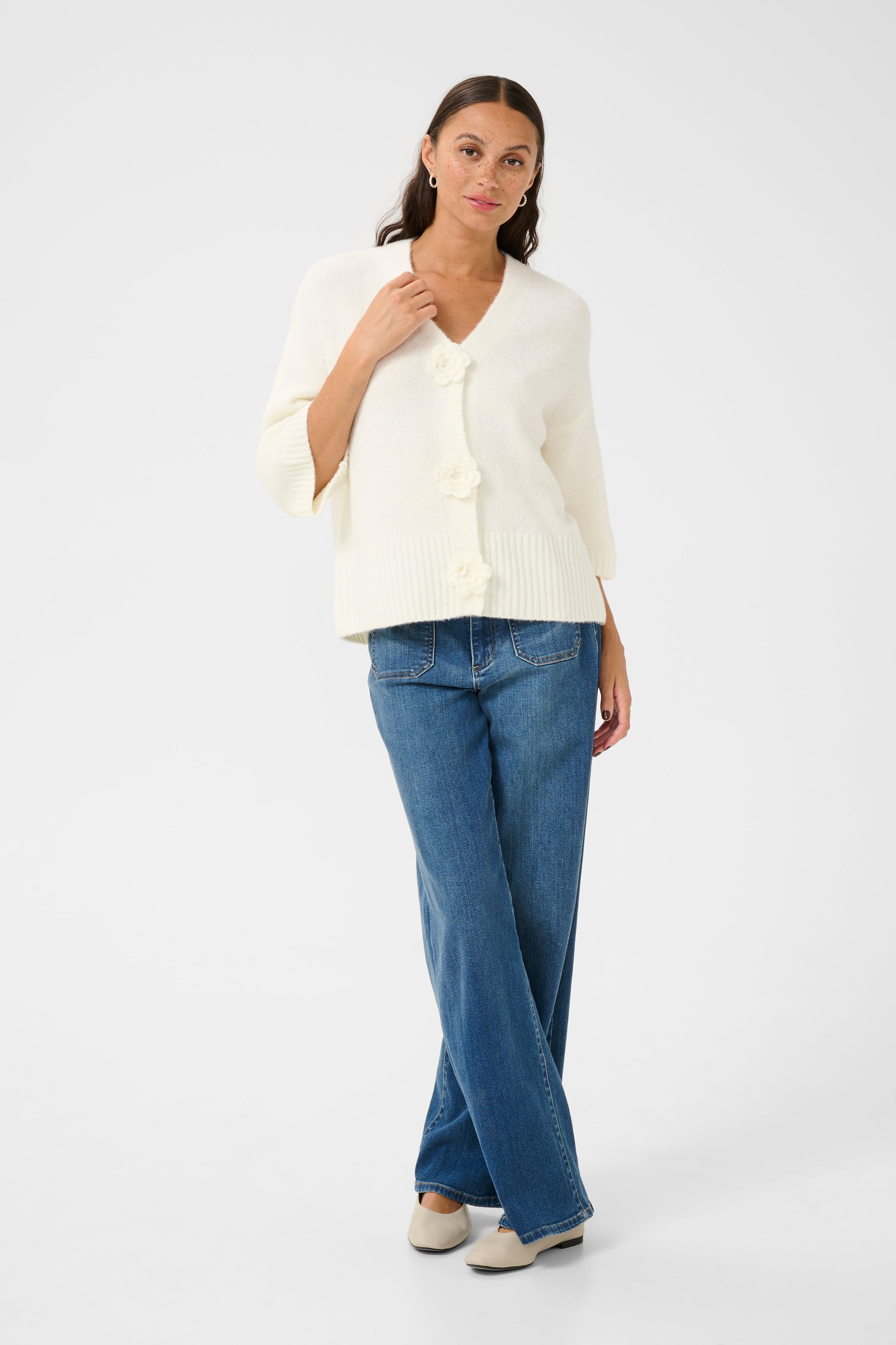 KAFFE Rosie Cardigan Chalk Hvid