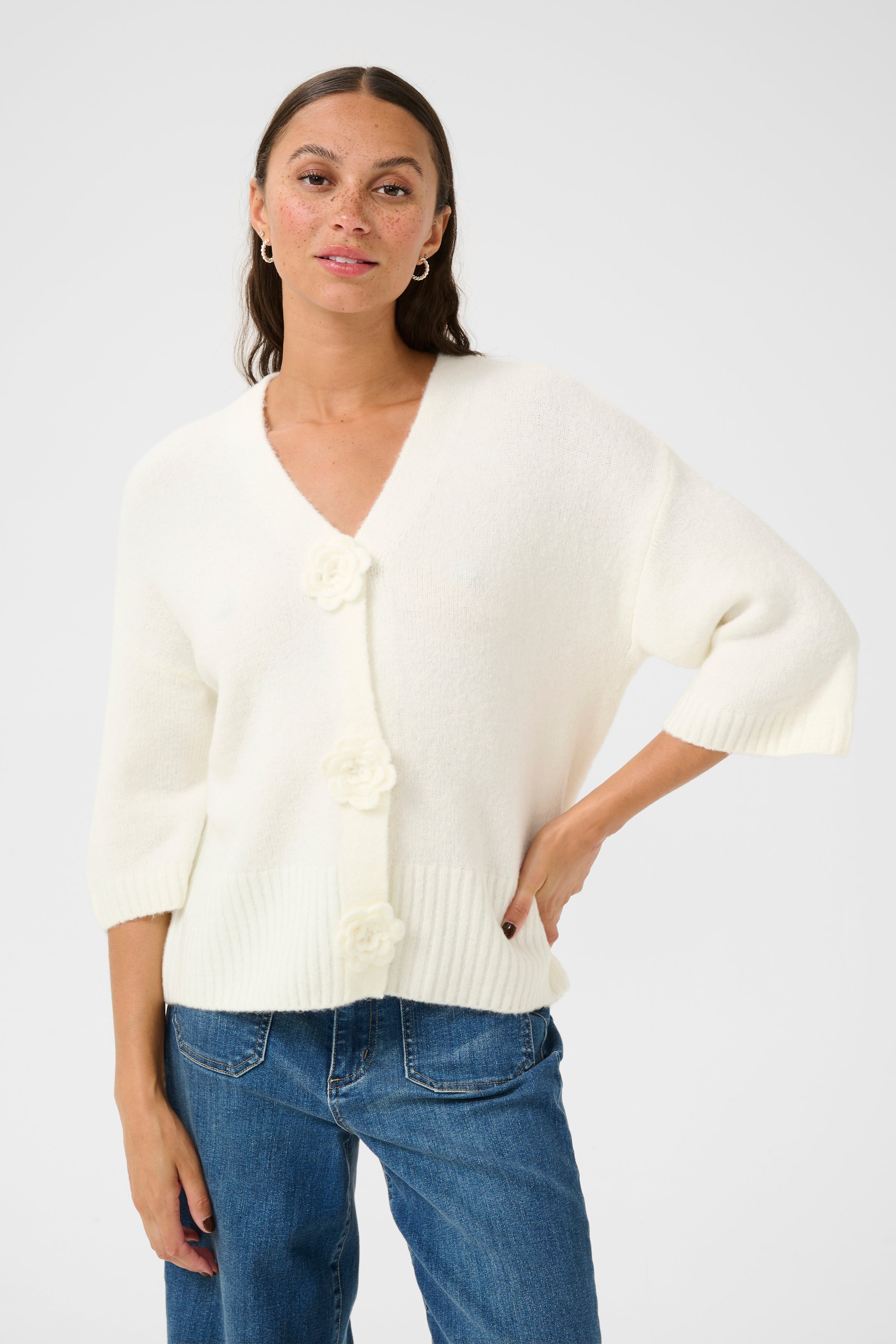 KAFFE Rosie Cardigan Chalk Hvid