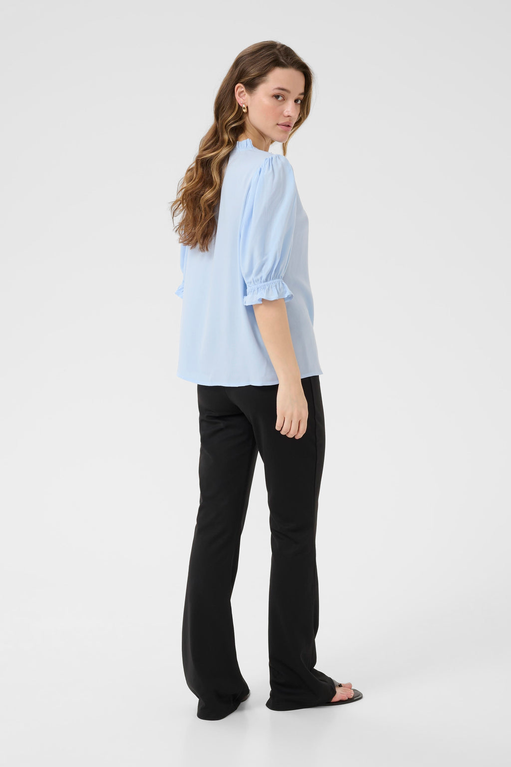 KAFFE Elly Solid Bluse Windsurfer Blå