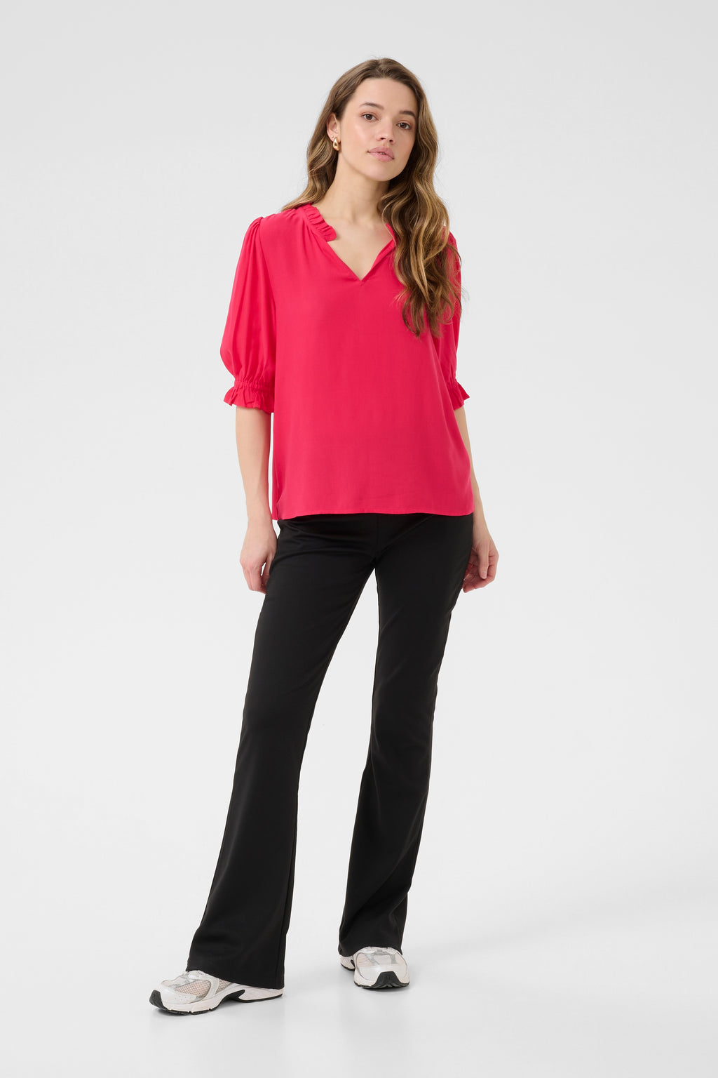 KAFFE Elly Solid Bluse Virtual Pink