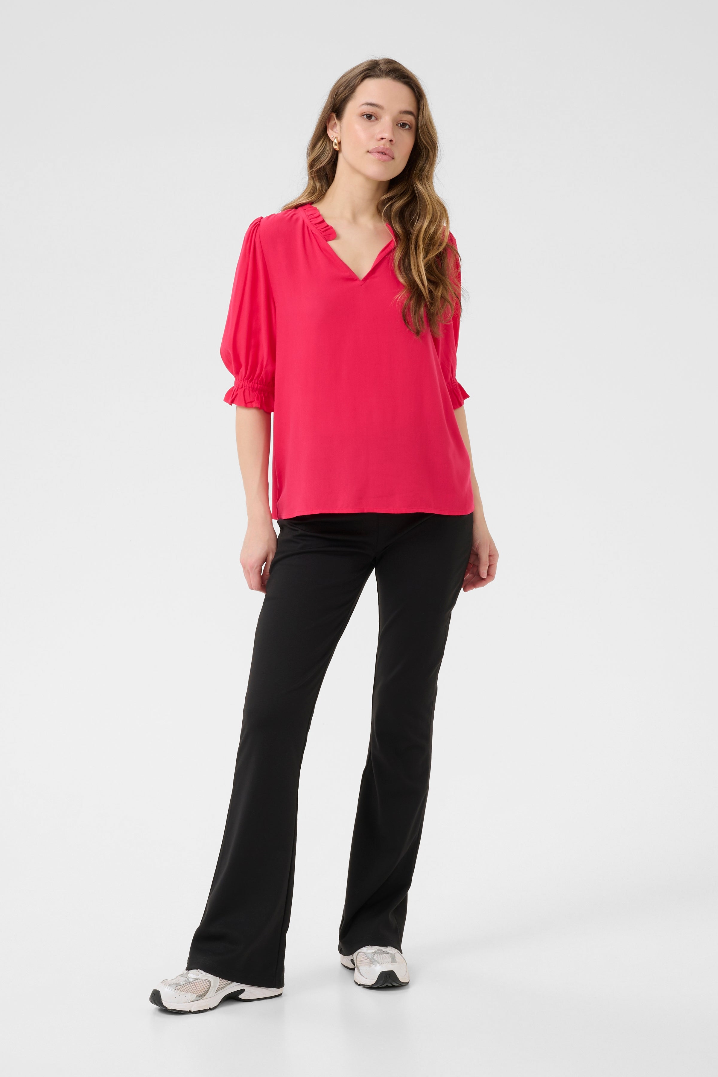 KAFFE Elly Solid Bluse Virtual Pink