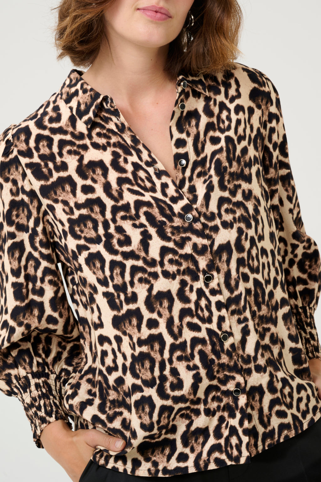 KAFFE Pedra Skjorte Naturel Leopard Brun