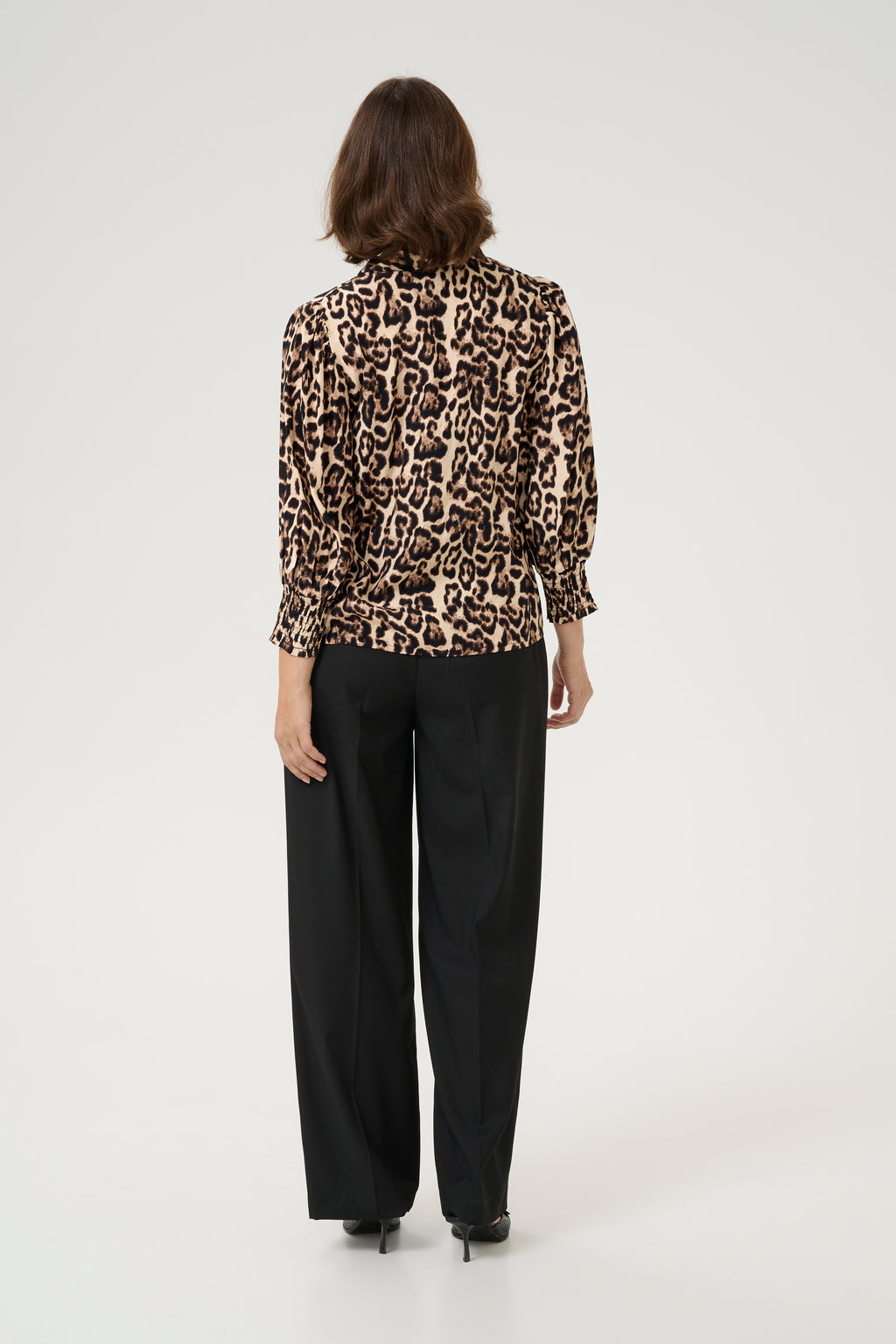 KAFFE Pedra Skjorte Naturel Leopard Brun