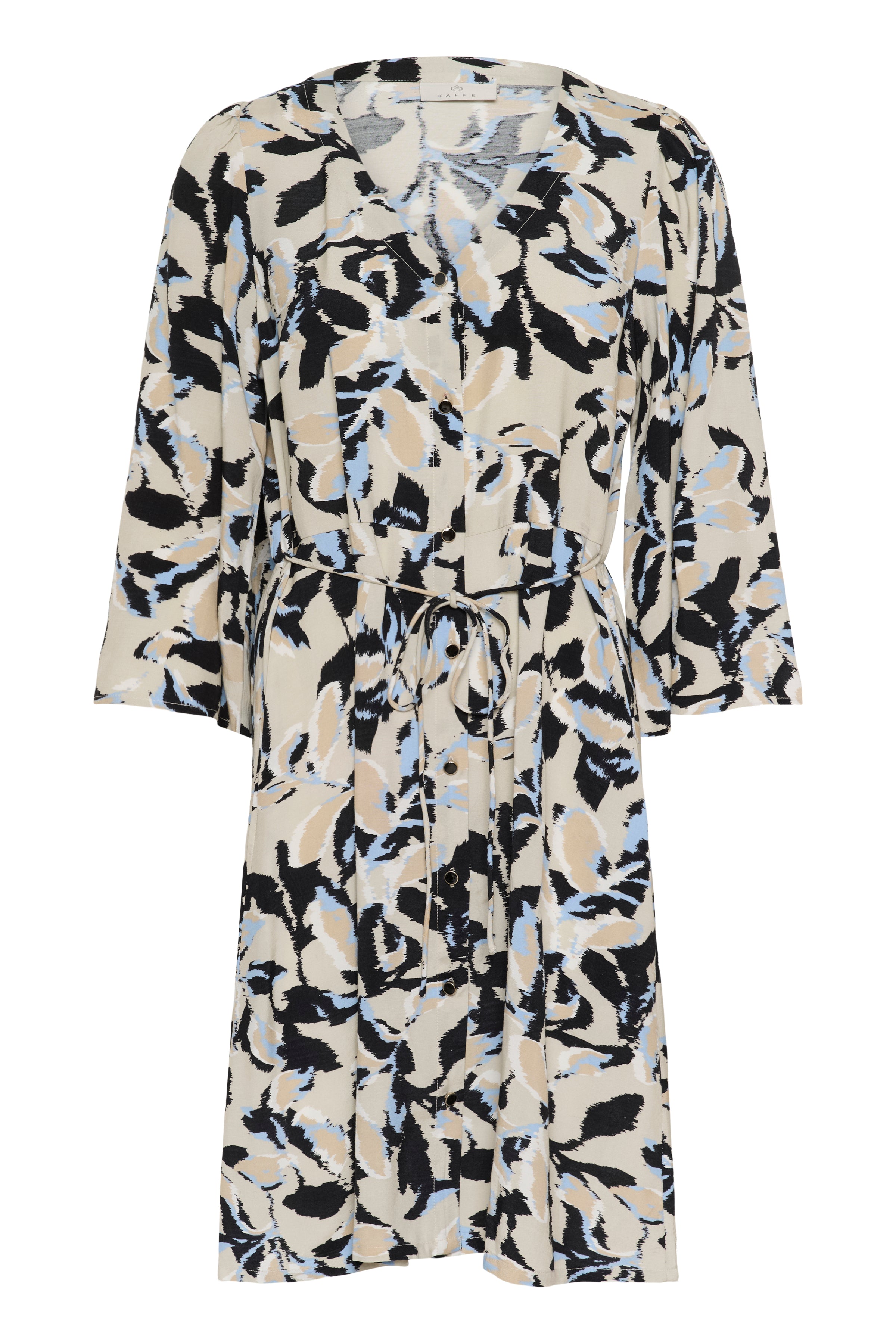 KAFFE Pedra Kjole Kort Leaf Beige Sort Blå