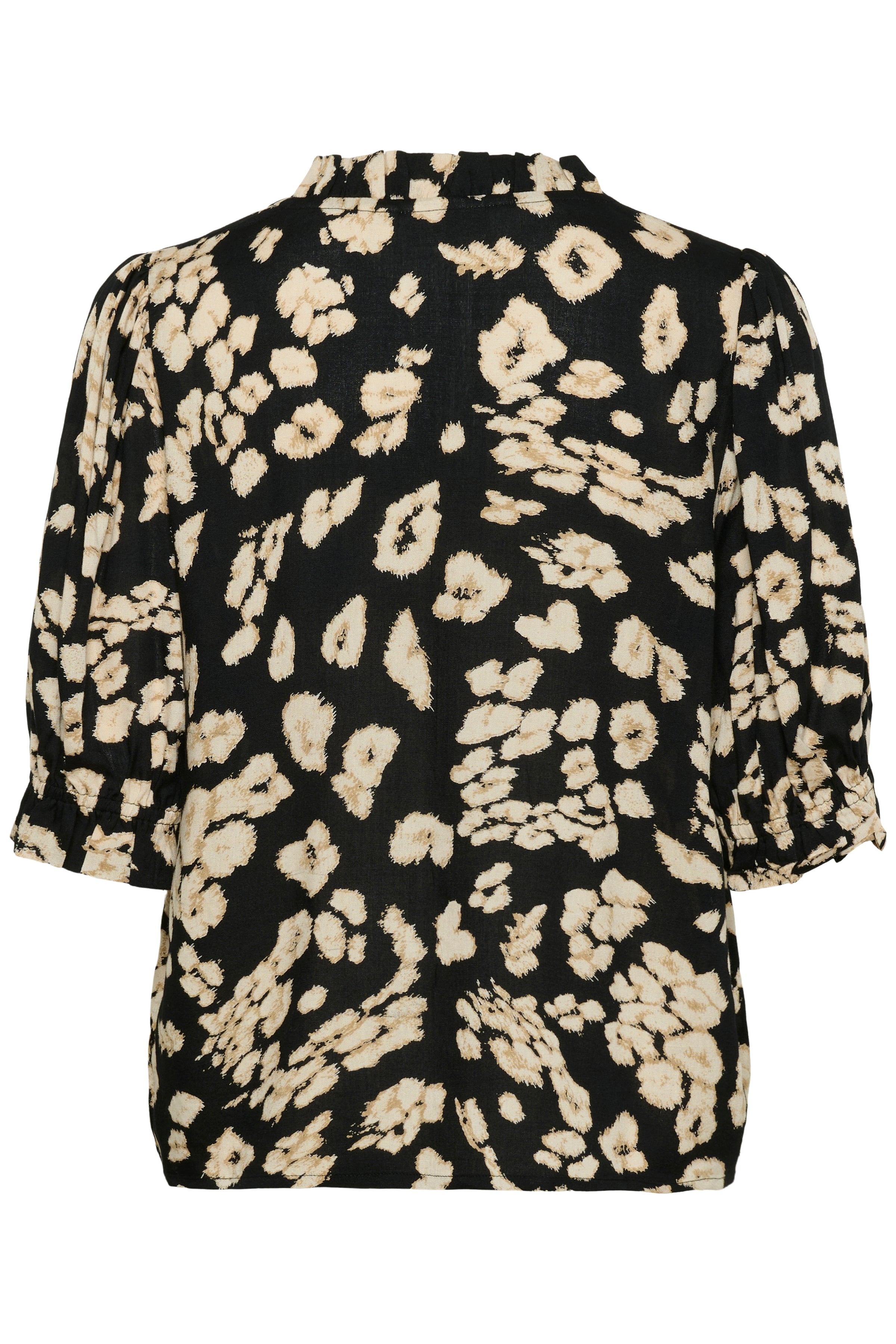 KAFFE Elly Bluse Leo Print Sort Sand