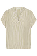 KAFFE Milia Wing Bluse Kortærmet Chinchilla Sand Hvid