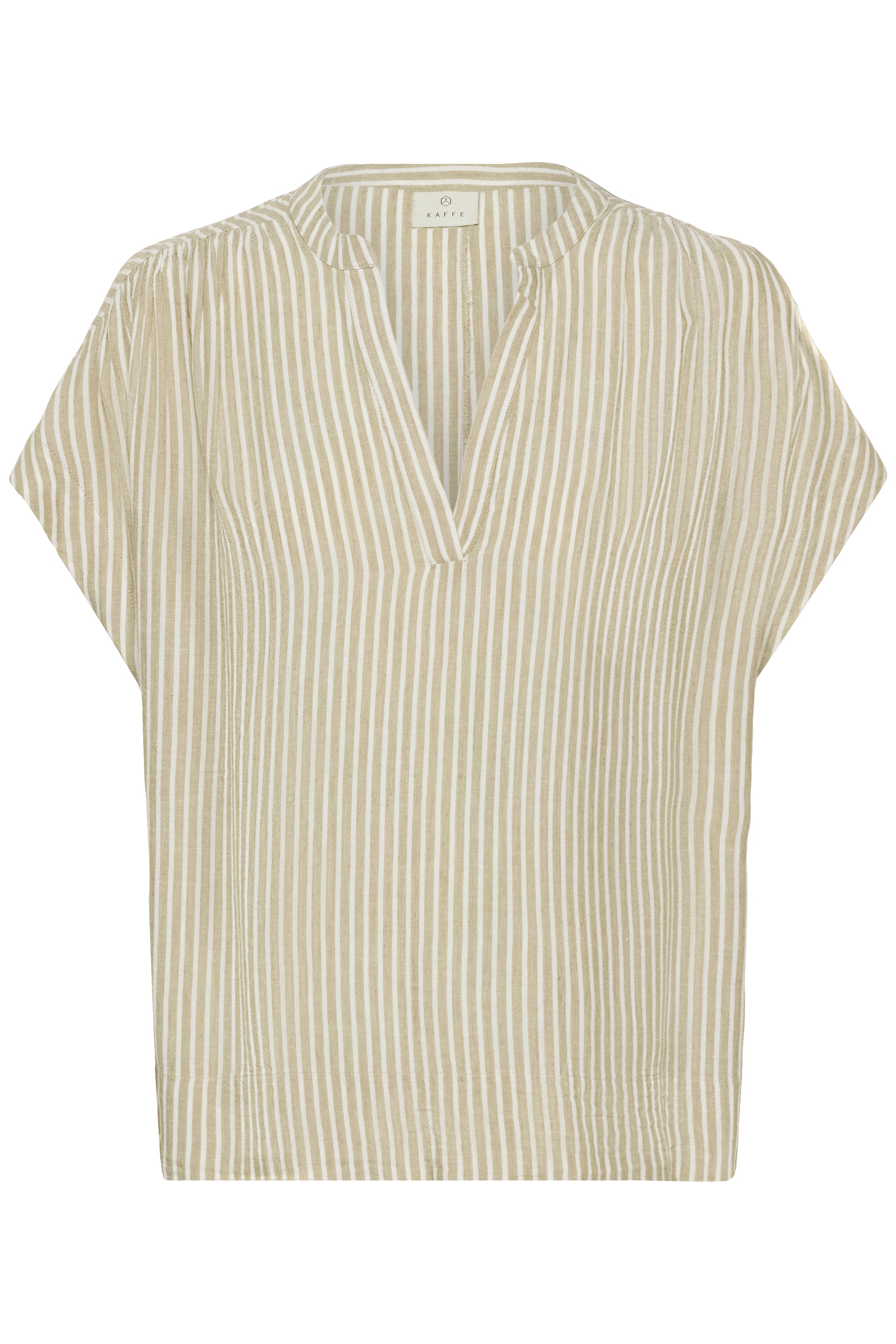 KAFFE Milia Wing Bluse Kortærmet Chinchilla Sand Hvid