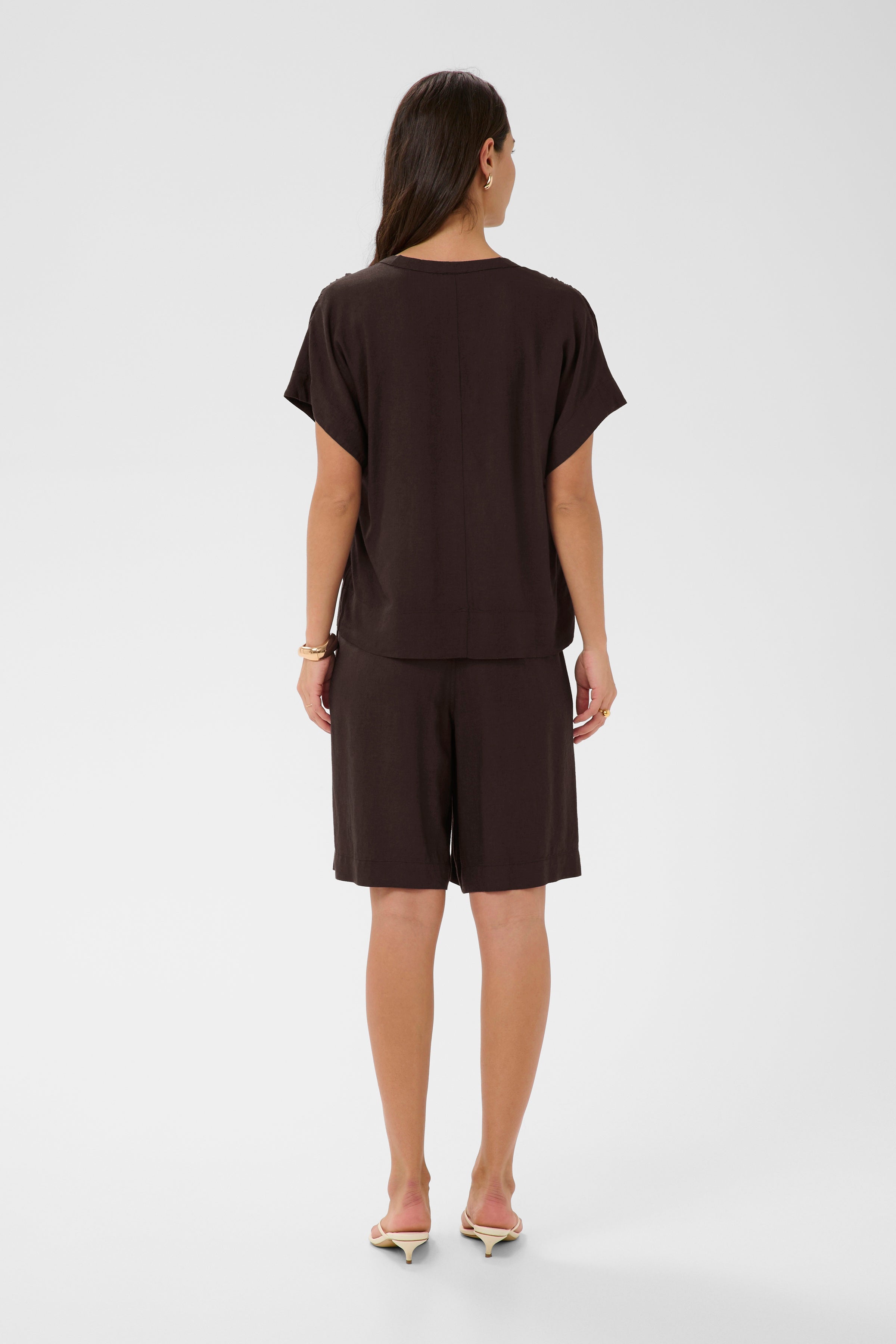 KAFFE Milia Wing Bluse Kortærmet Coffee Sort
