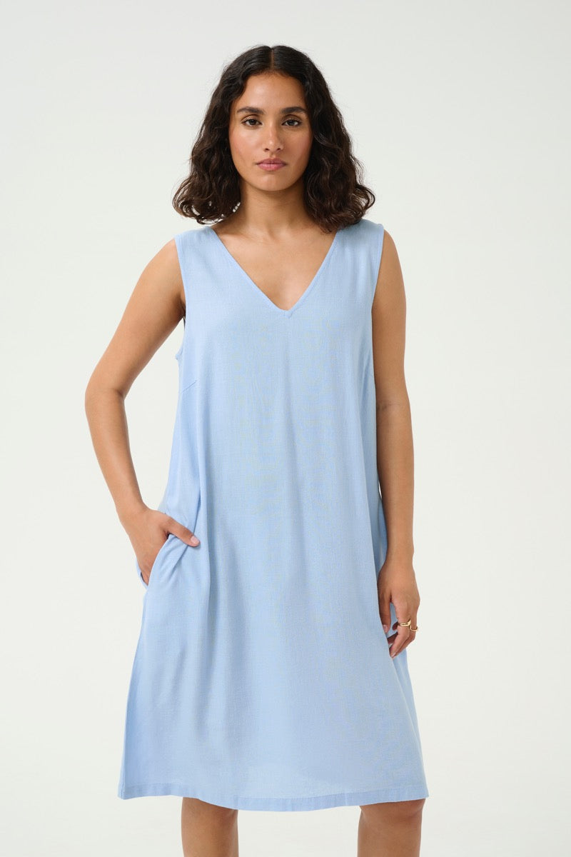 KAFFE Milia Kjole Soft Chambray Blå