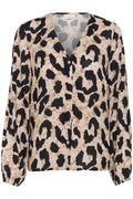KAFFE Maira Bluse Large Animal Print Brun