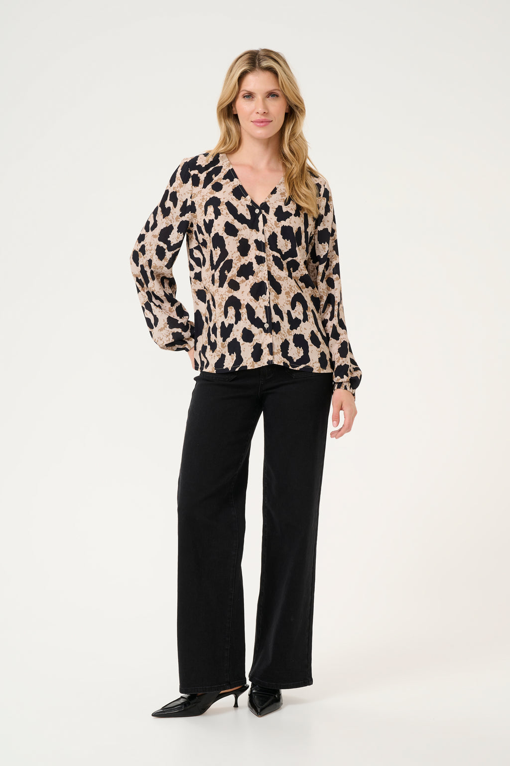 KAFFE Maira Bluse Large Animal Print Brun