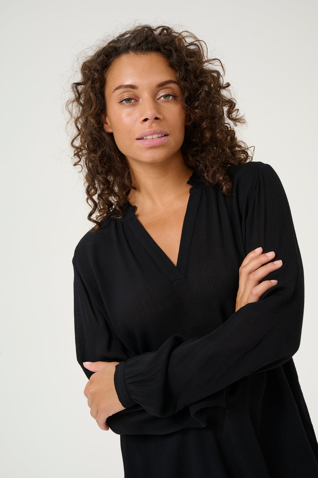 KAFFE Amber Flounce Bluse Deep Sort