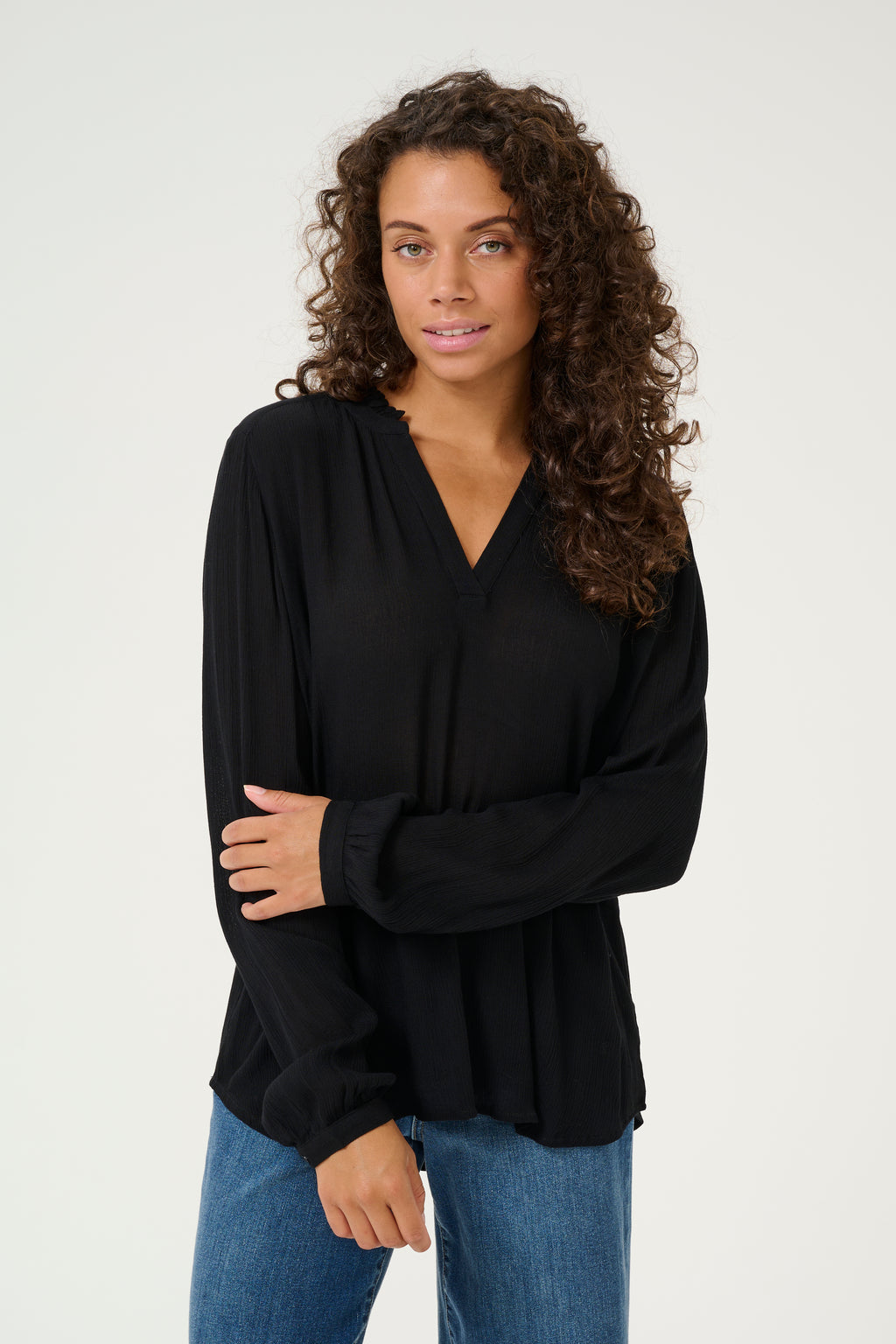 KAFFE Amber Flounce Bluse Deep Sort