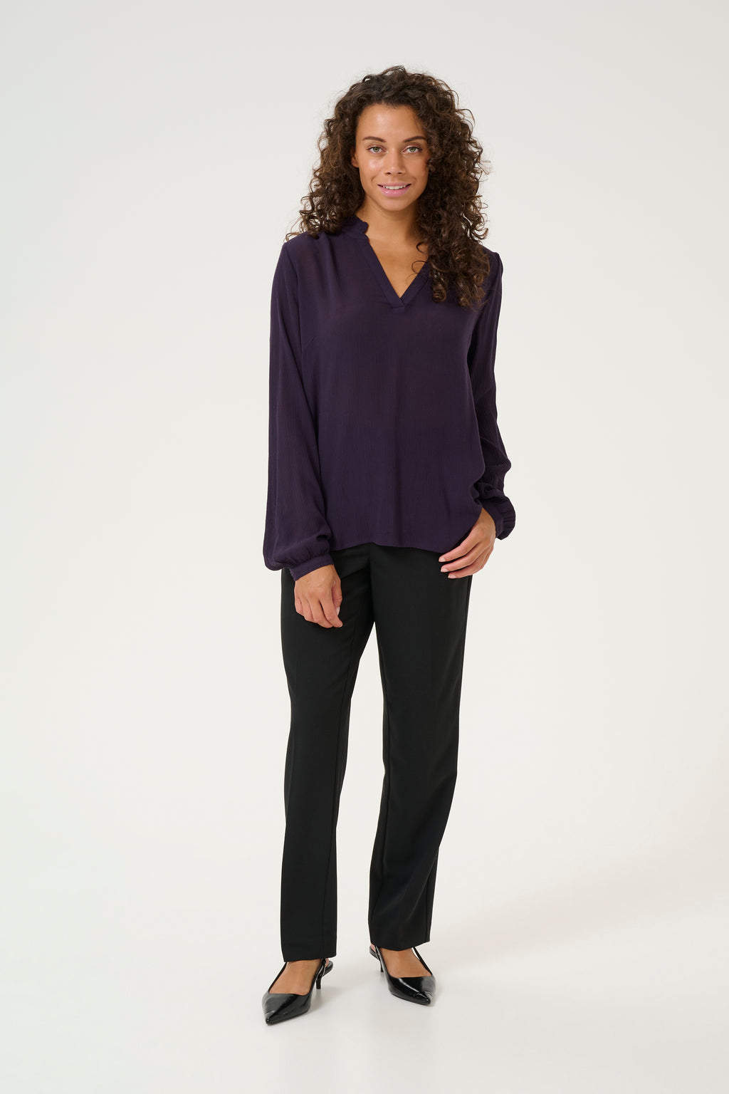 KAFFE Amber Flounce Bluse Dawn Lilla