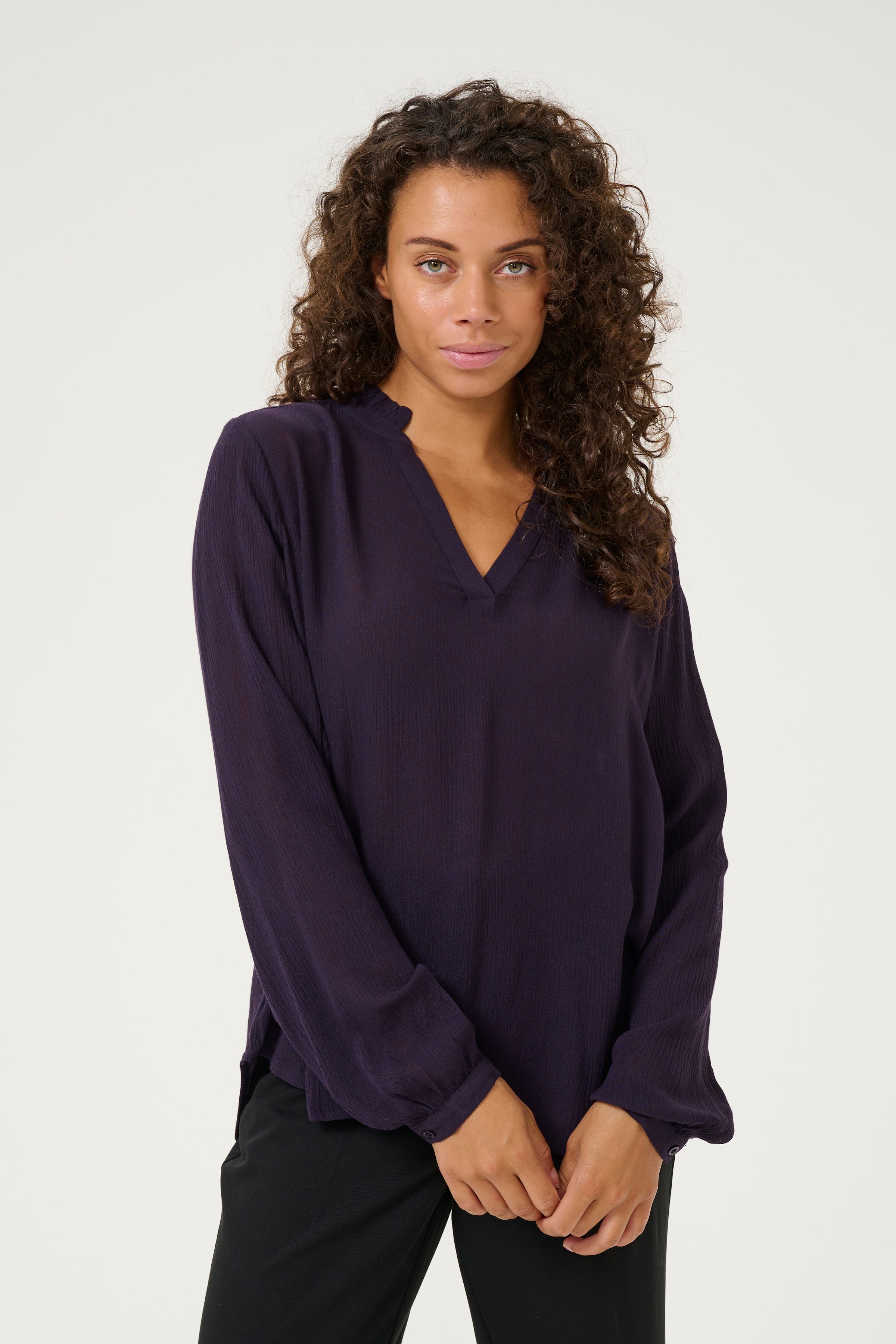 KAFFE Amber Flounce Bluse Dawn Lilla