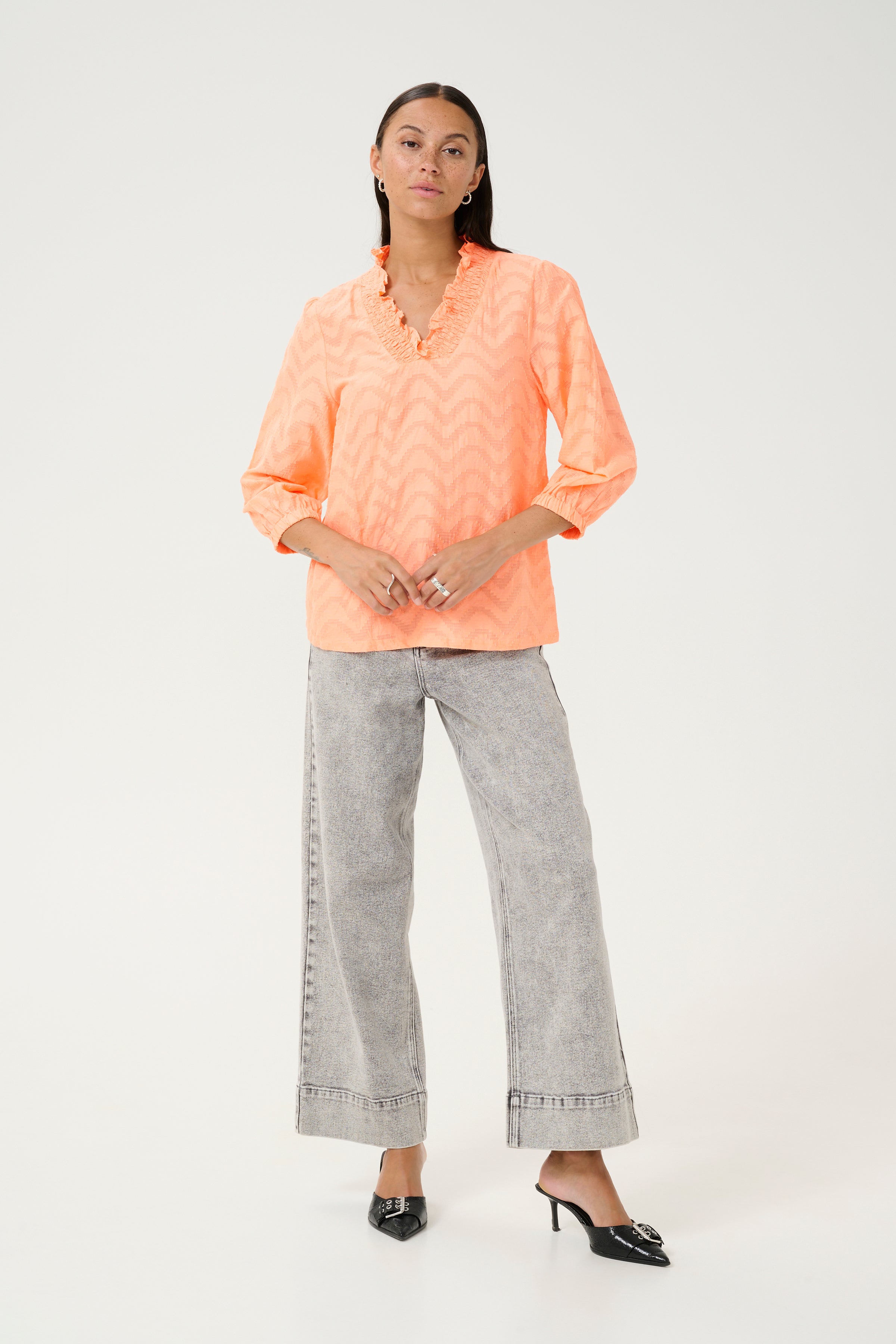 KAFFE Victoria Bluse Peach Nectar Orange