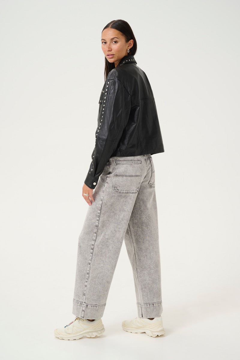 KAFFE Cassie Jakke Leather Deep Sort