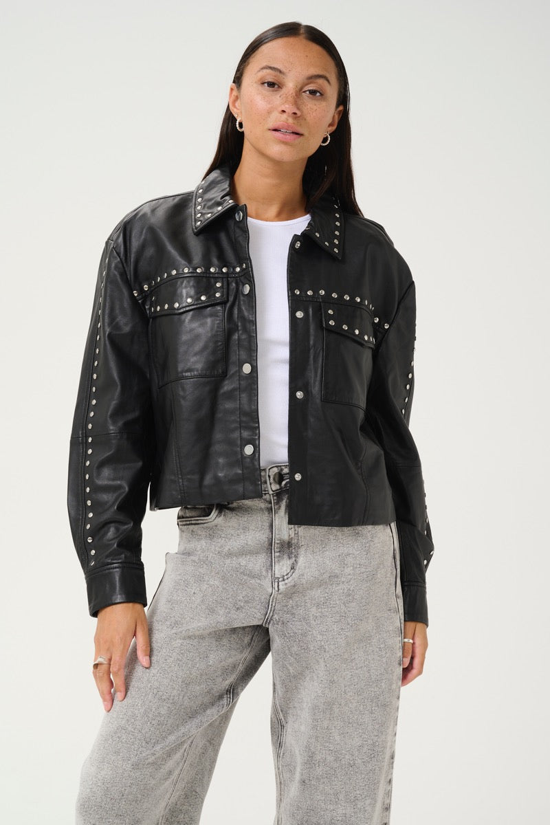KAFFE Cassie Jakke Leather Deep Sort
