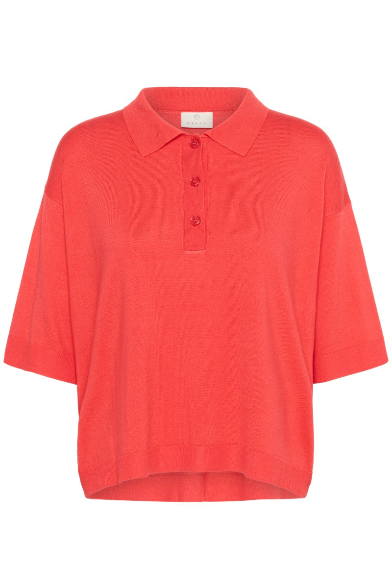 Kaffe Lizza Polo Strik Hibiscus Rød