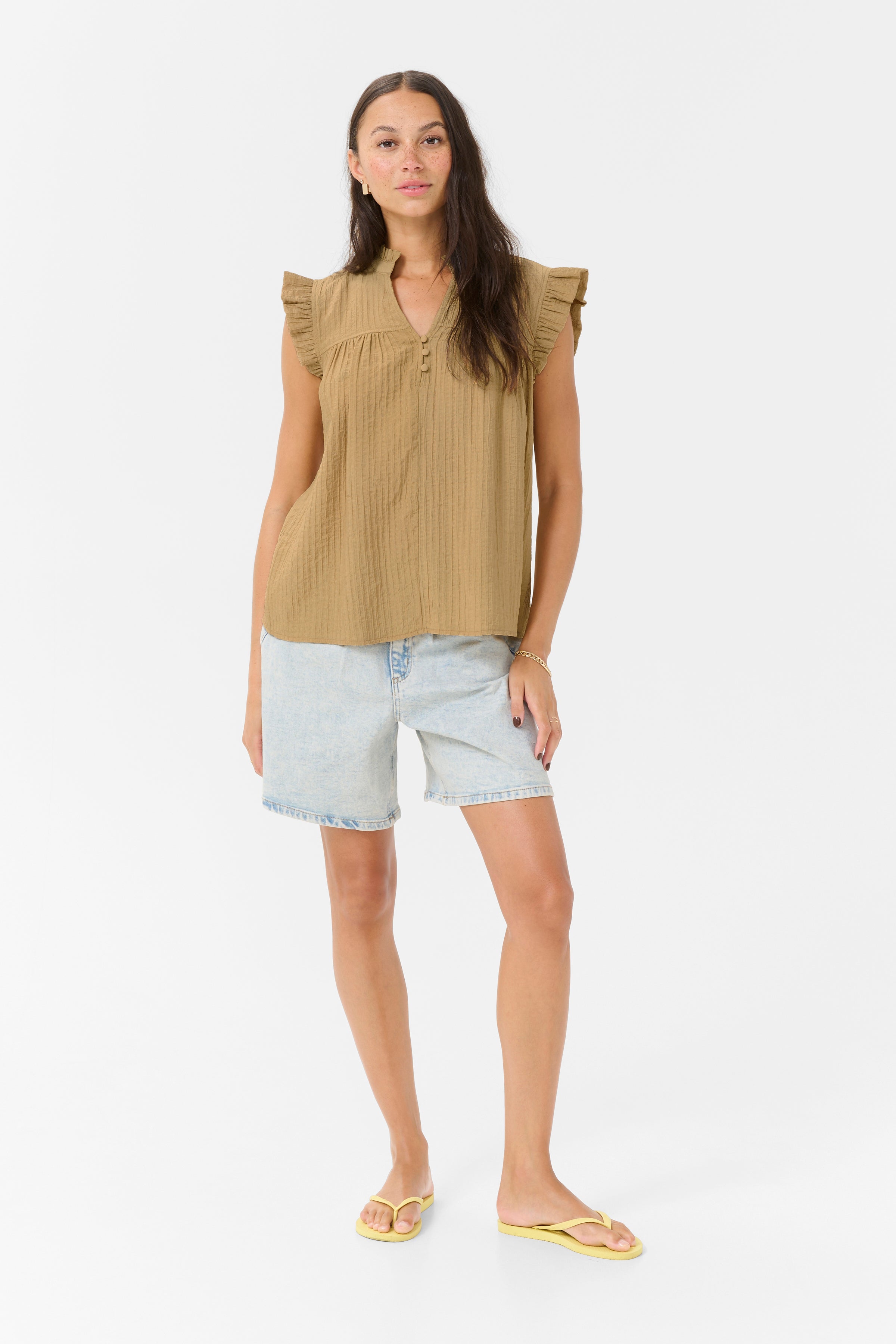 KAFFE Liany Via Bluse Starfish Brun