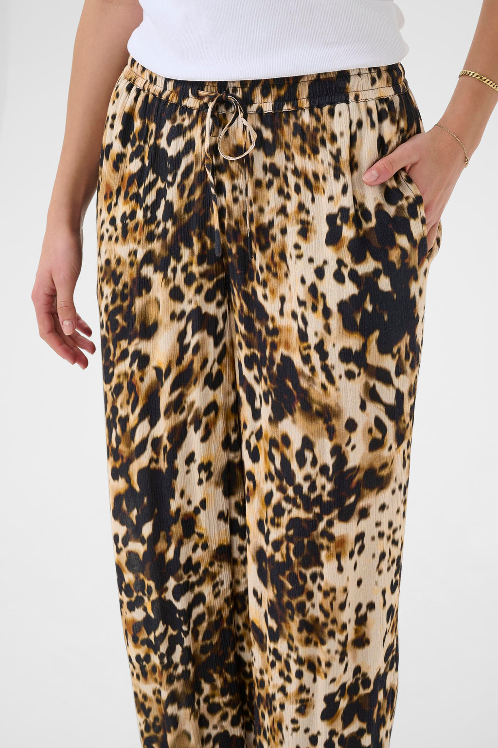 KAFFE Thora Amber Bukser Leopard Print Brun