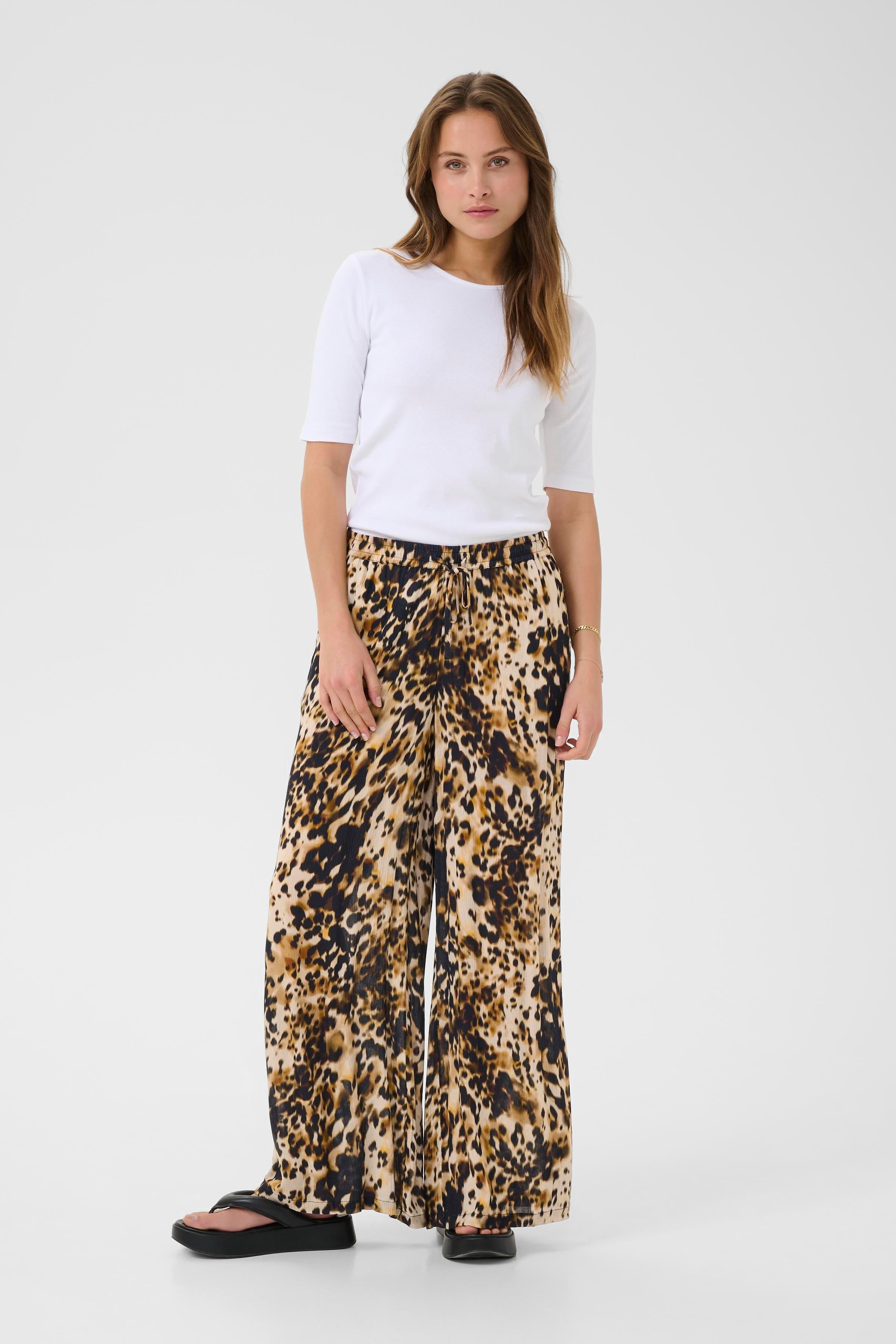 KAFFE Thora Amber Bukser Leopard Print Brun