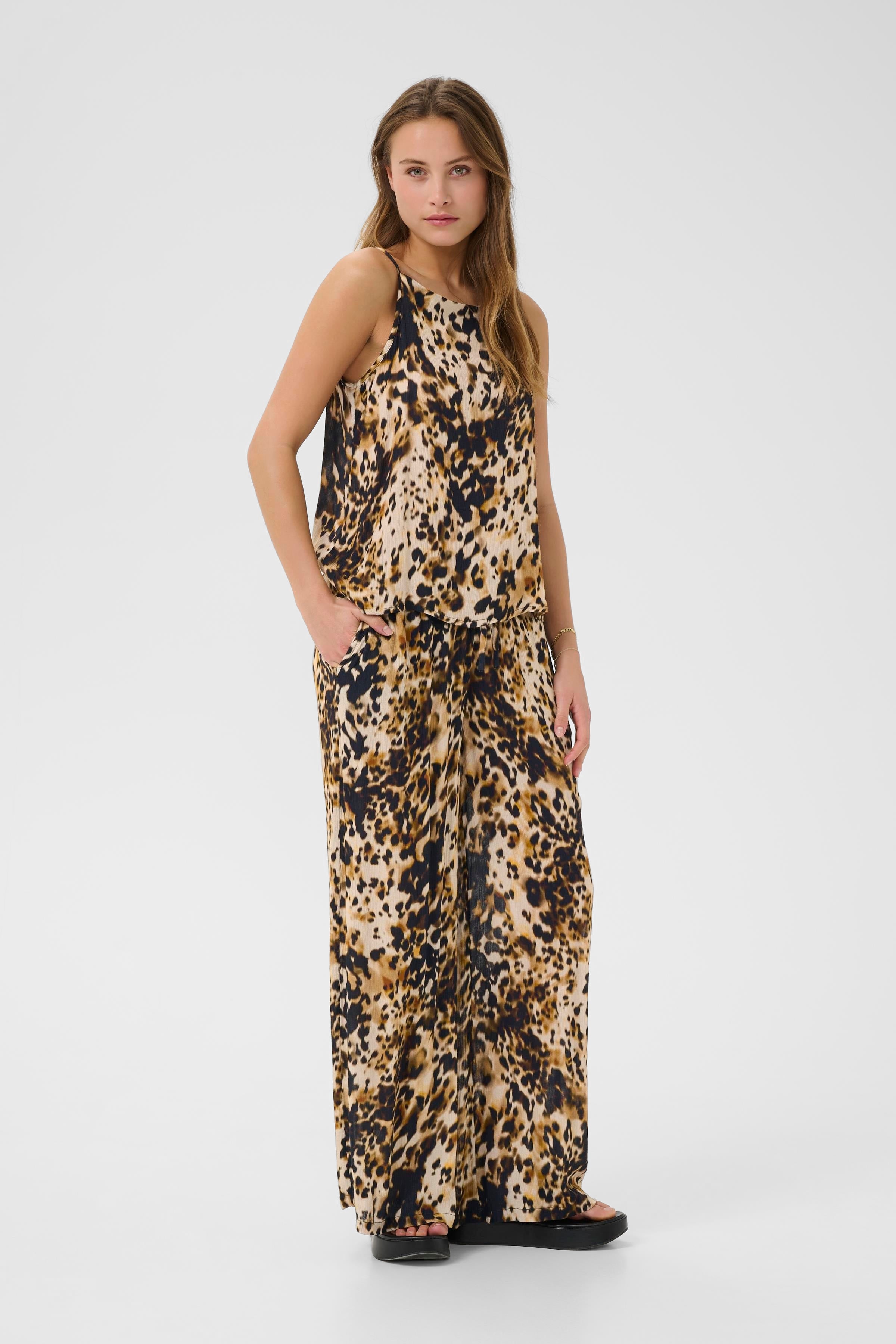 KAFFE Thora Amber Bukser Leopard Print Brun