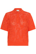 KAFFE Abela Polo T-Shirt Mønstret Strik Grenadine Orange