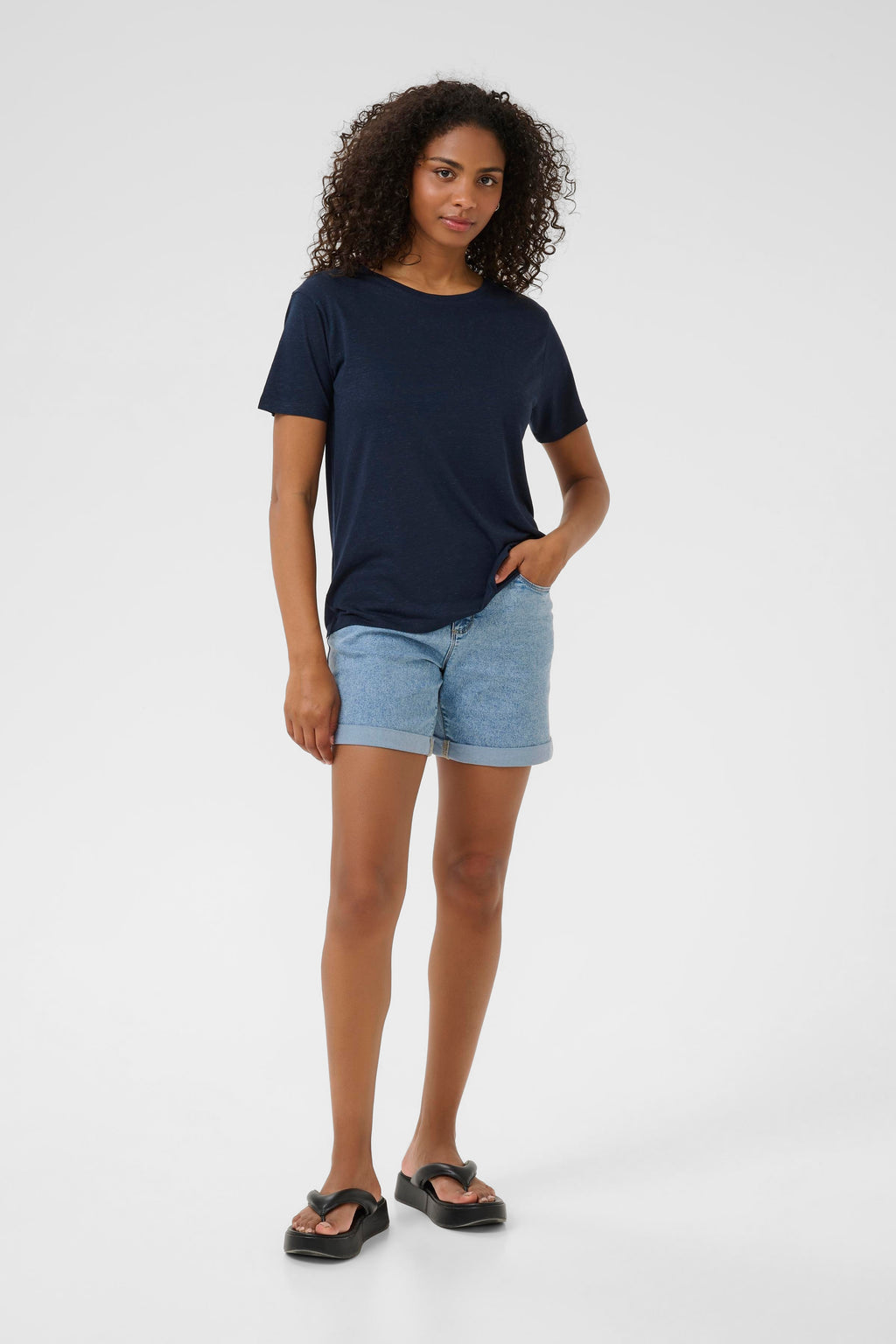 KAFFE Maria T-shirt Midnight Marine Blå