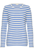 KAFFE Linka Pullover Stribet Blå Hvid