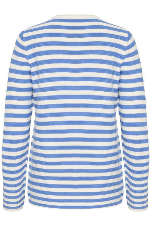 KAFFE Linka Pullover Stribet Blå Hvid
