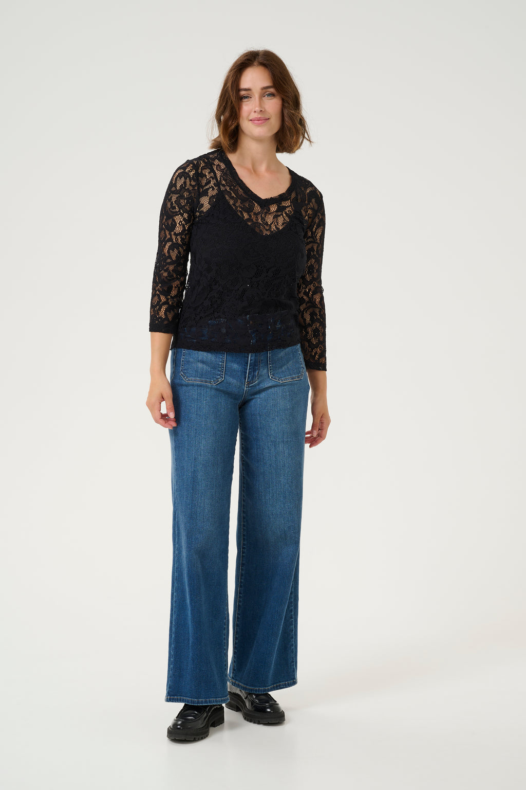 KAFFE Lace Bluse Deep Sort