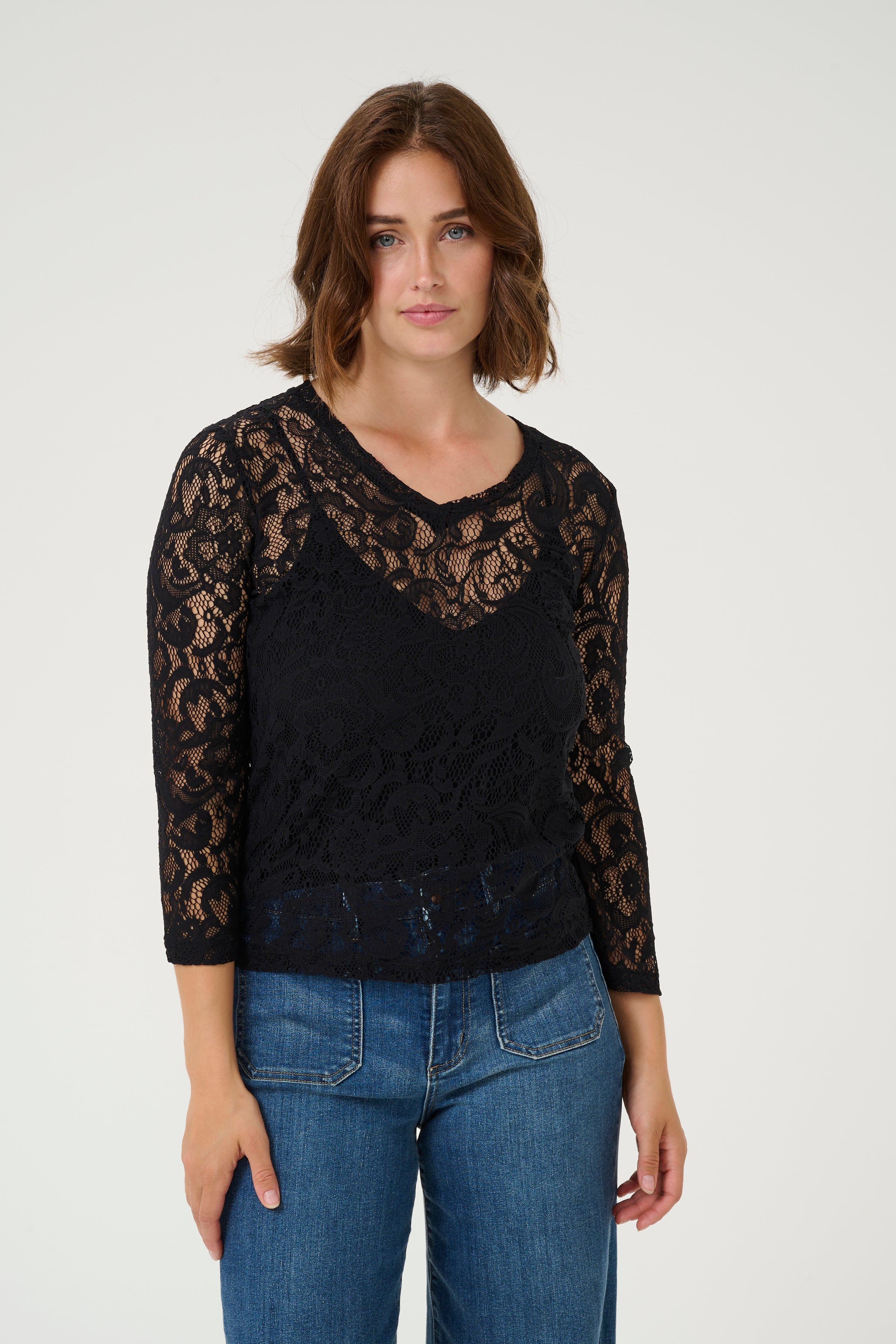 KAFFE Lace Bluse Deep Sort