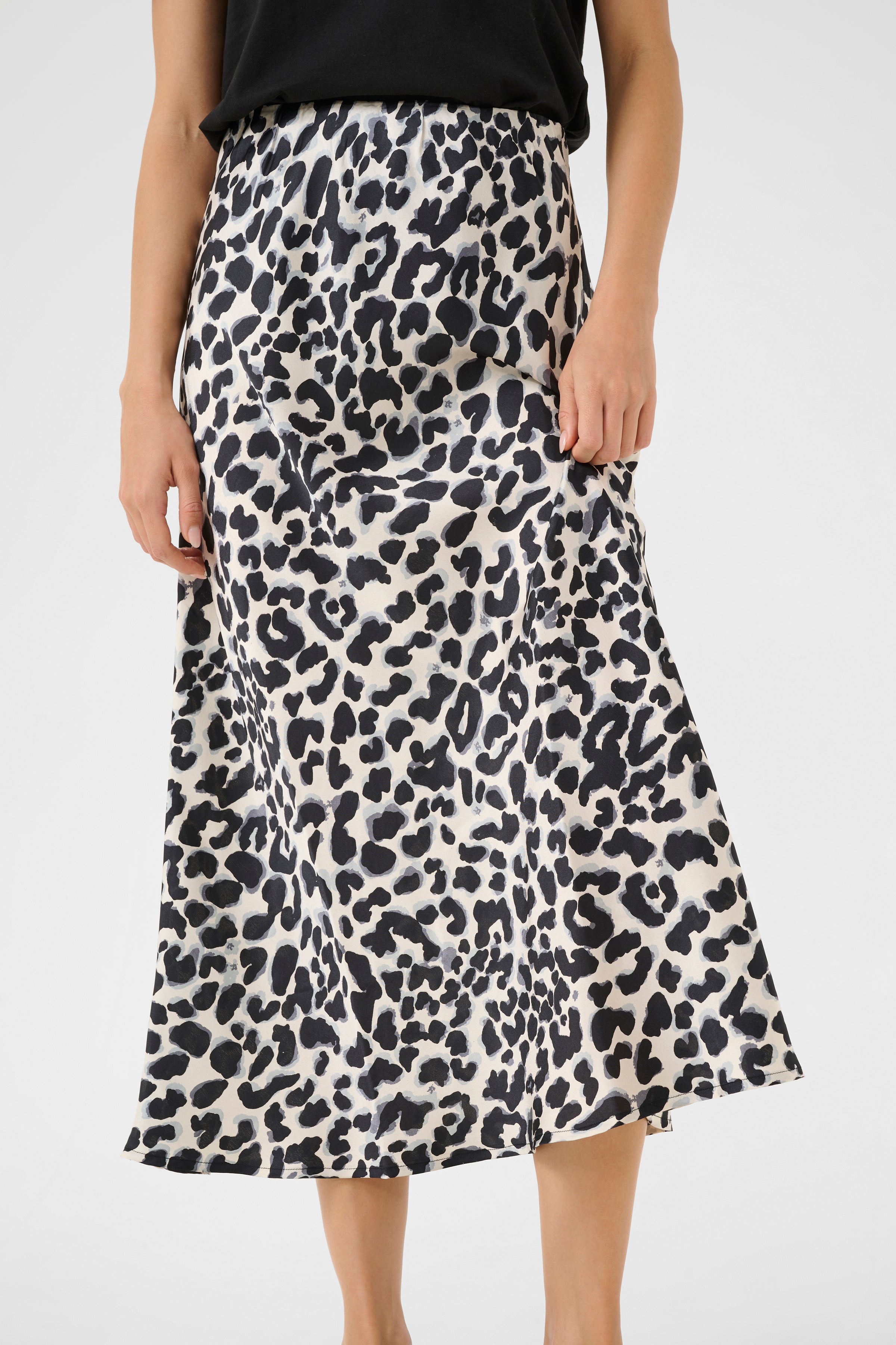 KAFFE June Nederdel Leopard Grå