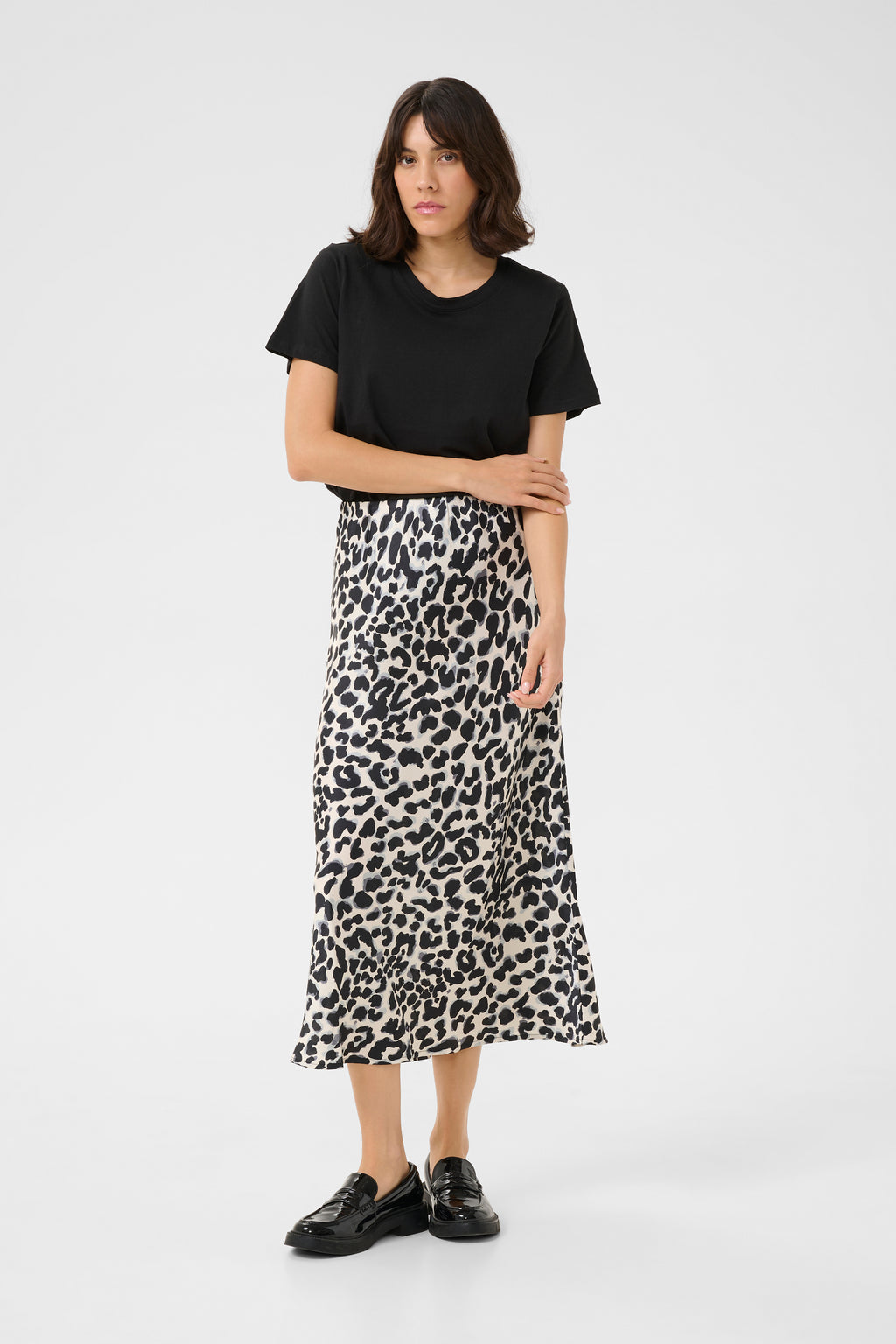 KAFFE June Nederdel Leopard Grå