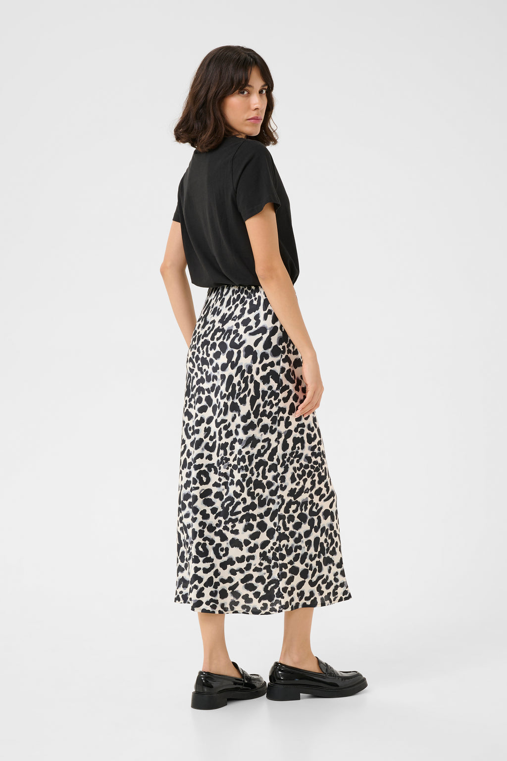 KAFFE June Nederdel Leopard Grå
