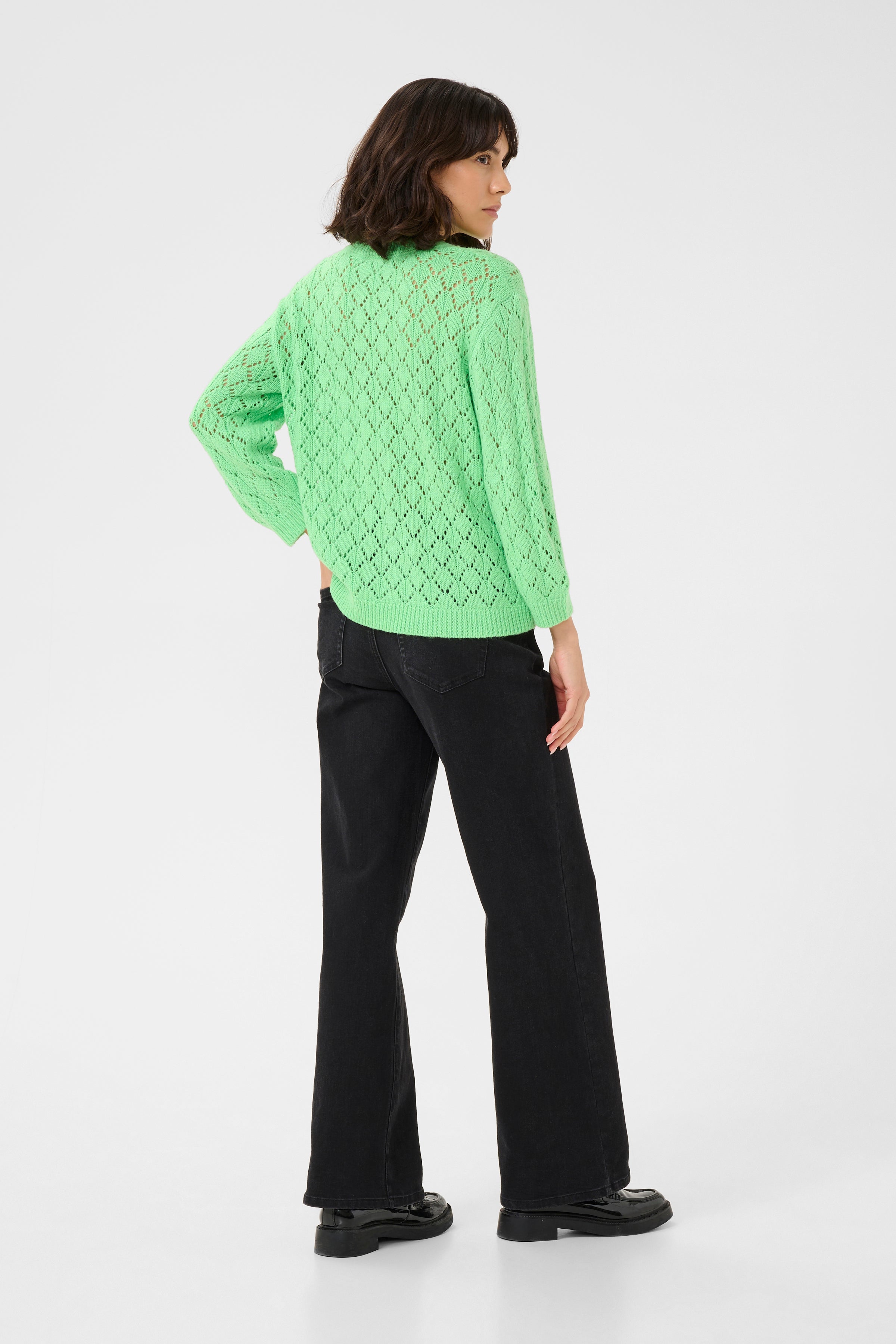 KAFFE Anika Pullover 3/4 Ærme Spring Bouquet Grøn