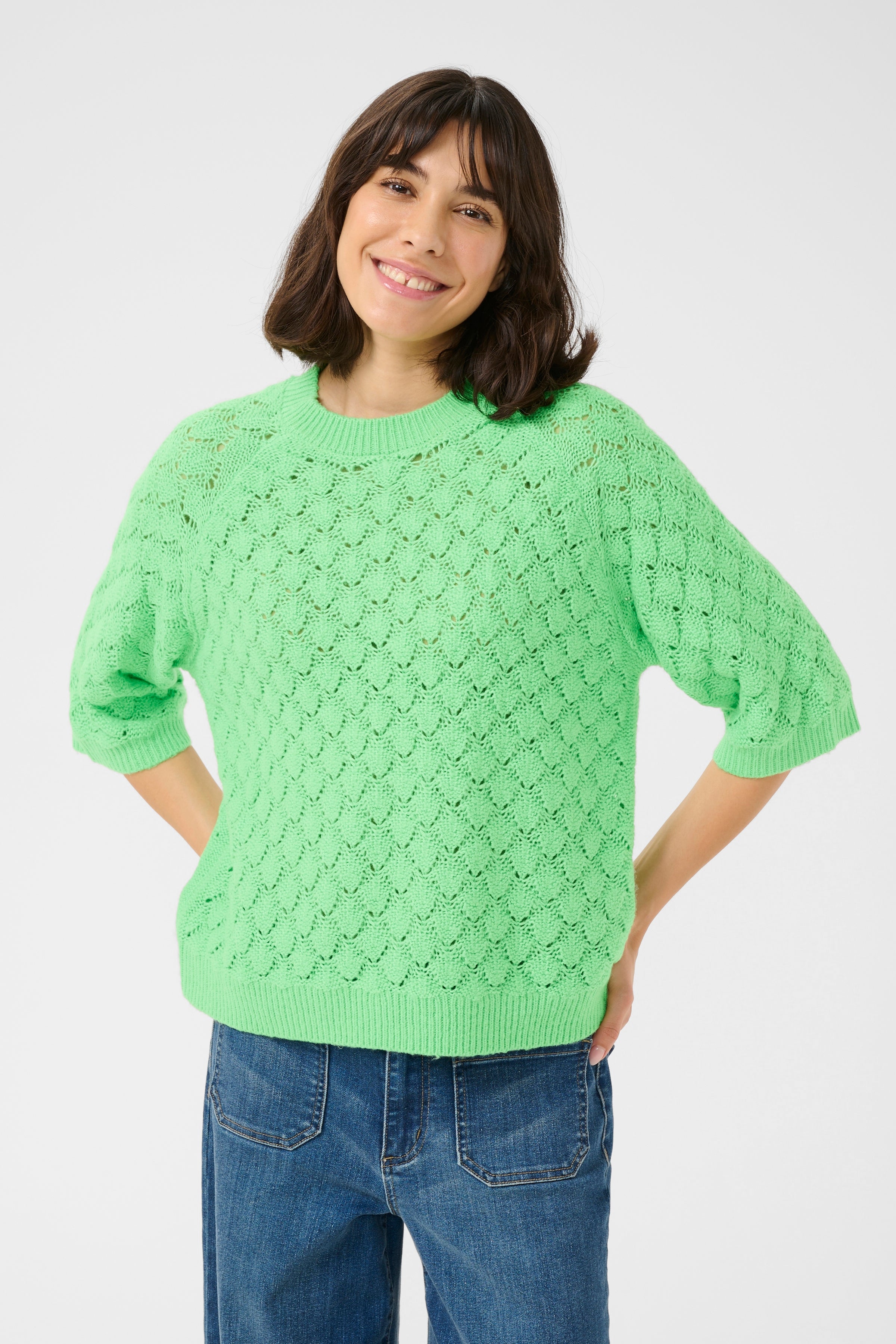 KAFFE Kani Strik Pullover Spring Bouquet Grøn