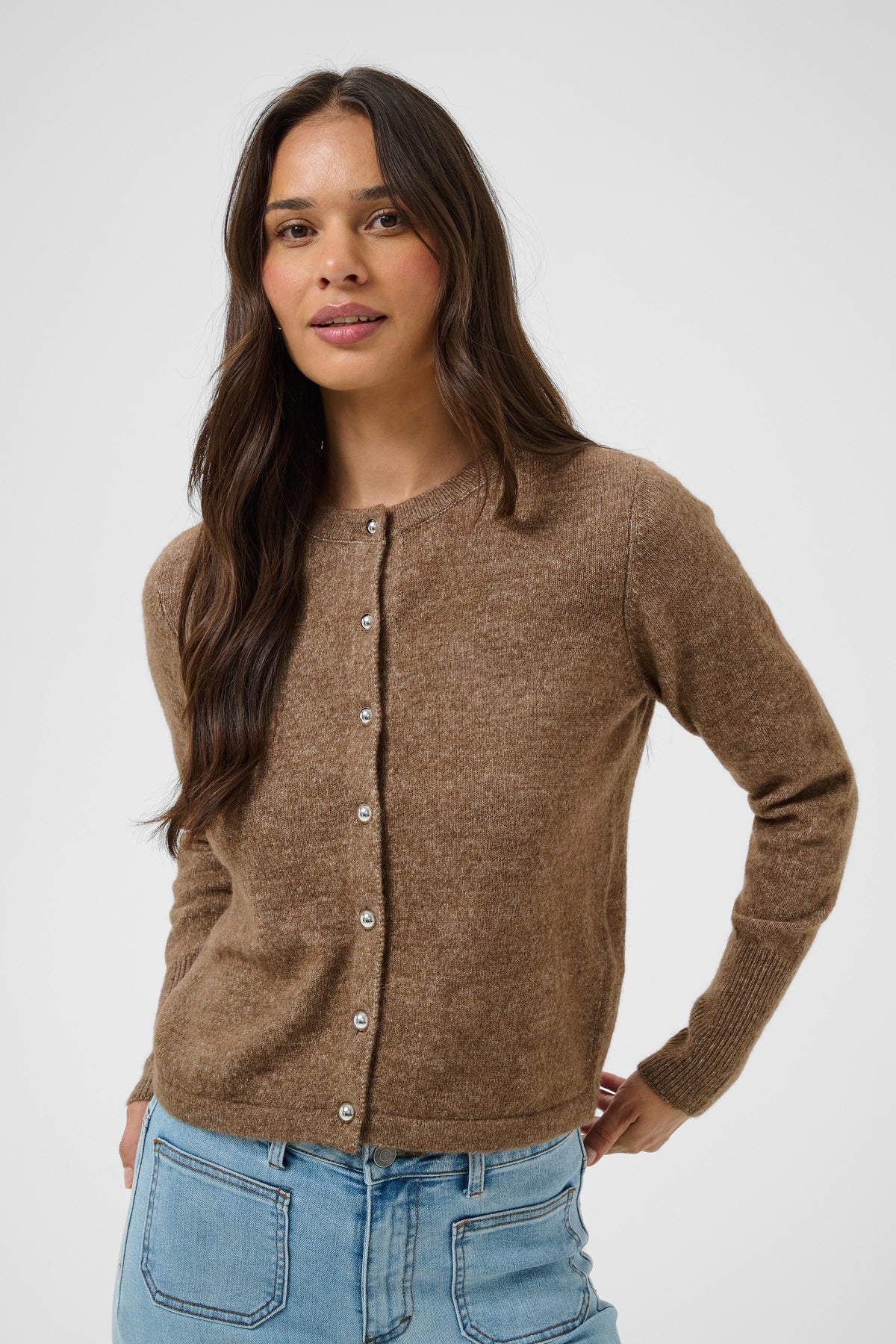 KAFFE Niel Strik Cardigan Beige Melange