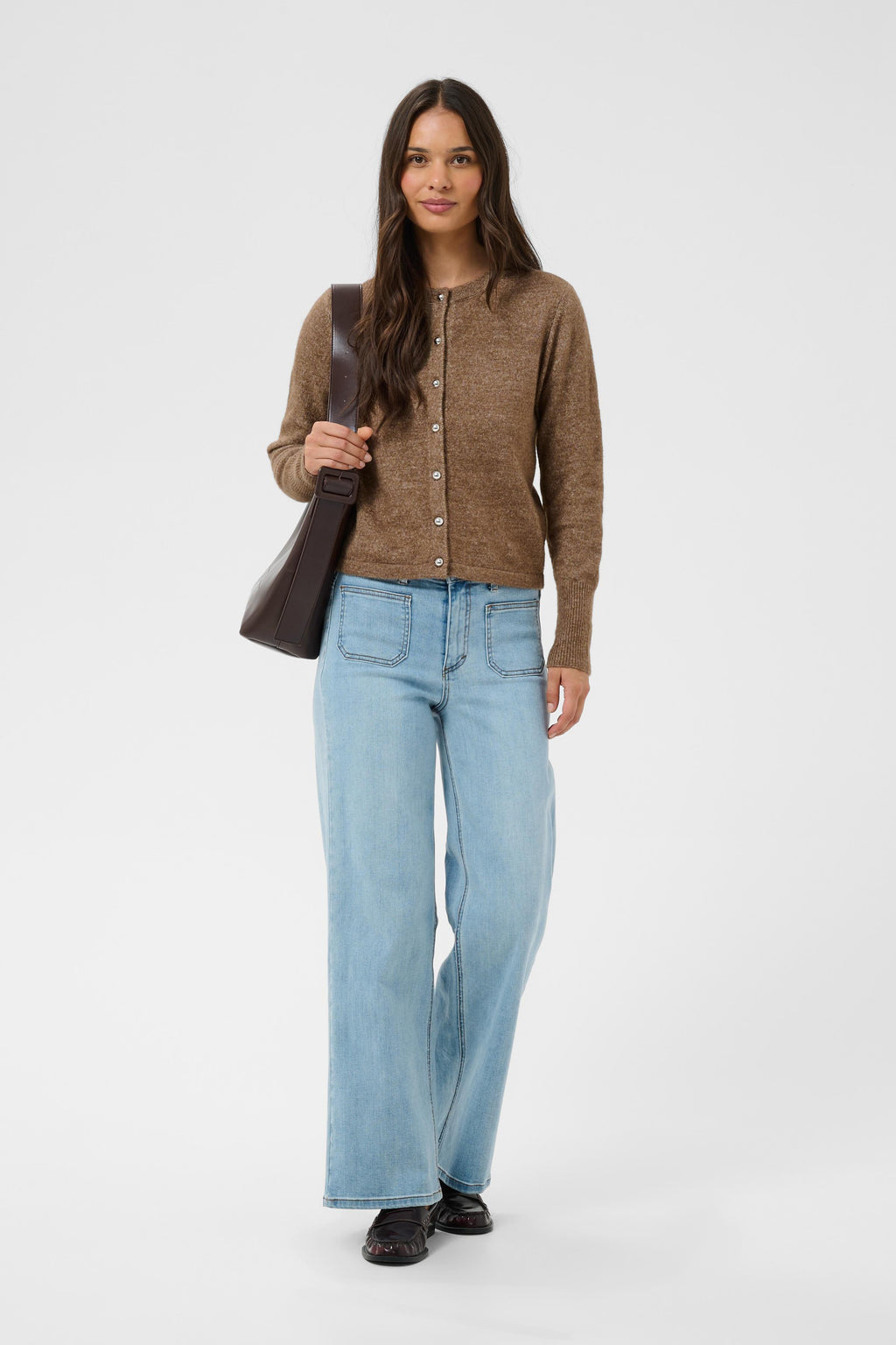 KAFFE Niel Strik Cardigan Beige Melange