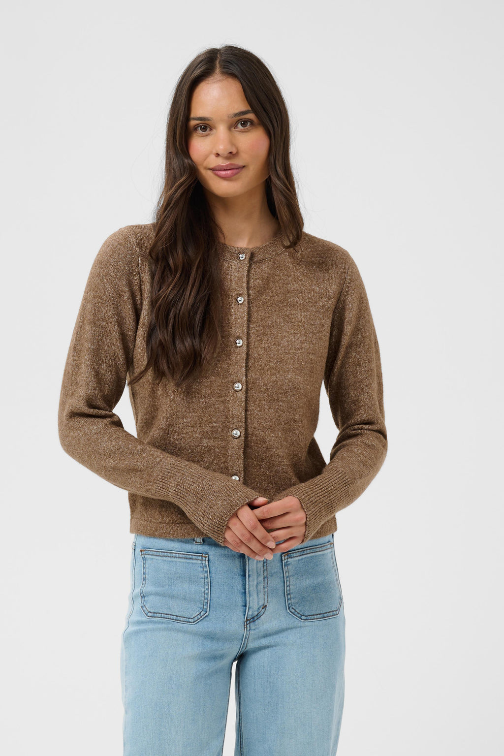 KAFFE Niel Strik Cardigan Beige Melange