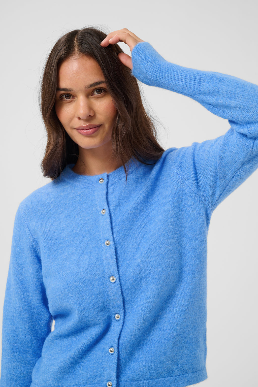 KAFFE Niel Strik Cardigan Provence Melange Blå